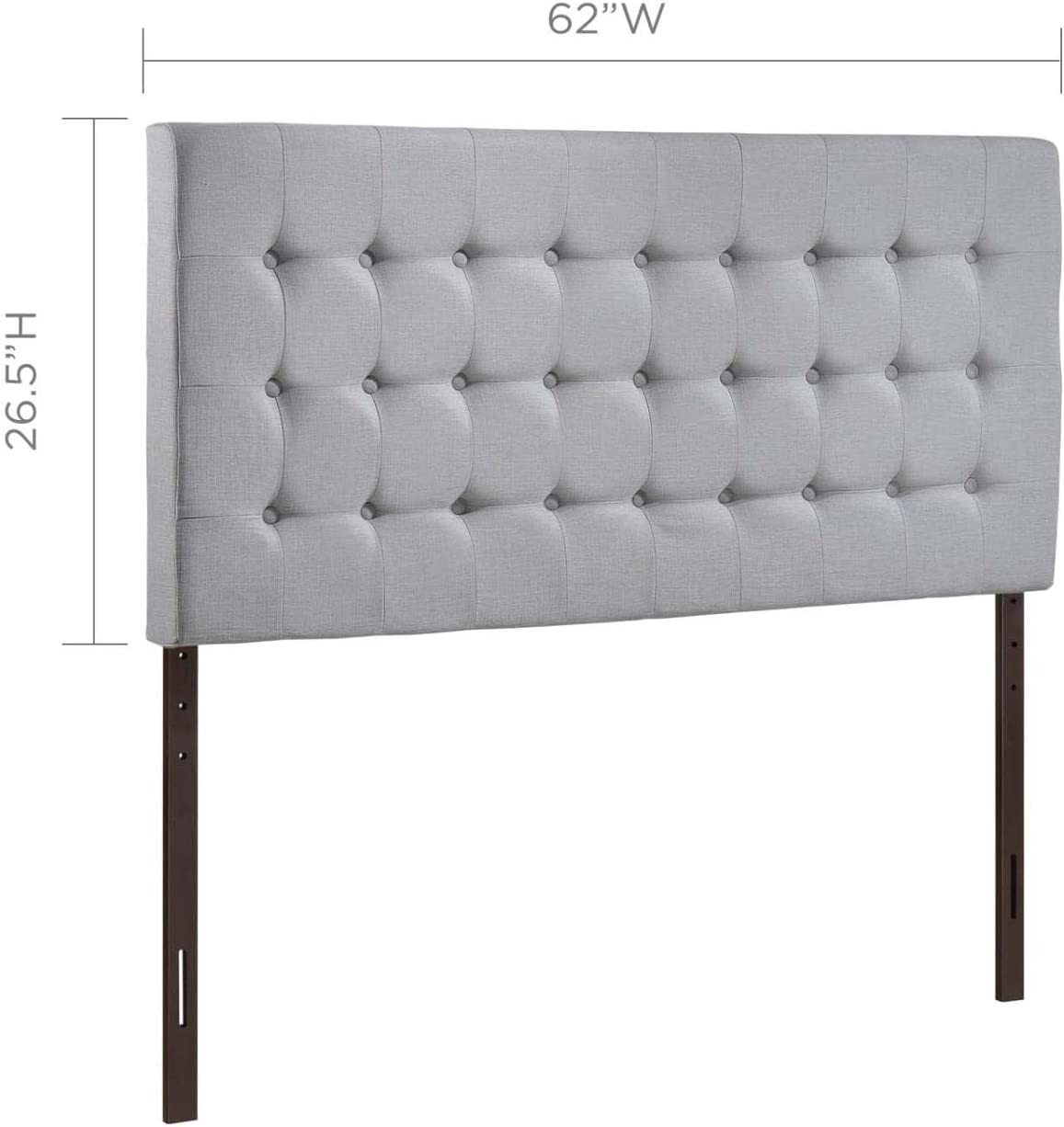 Tinble Tufted Button Linen Fabric Upholstered Queen Headboard In Gray
