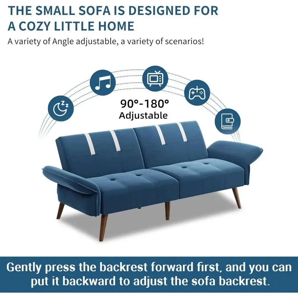 Convertible Sofa Futon Sofa Bed Living Room Sofas Apartment Office Small Space With Adjustable Armrest Backrest Furniture Home