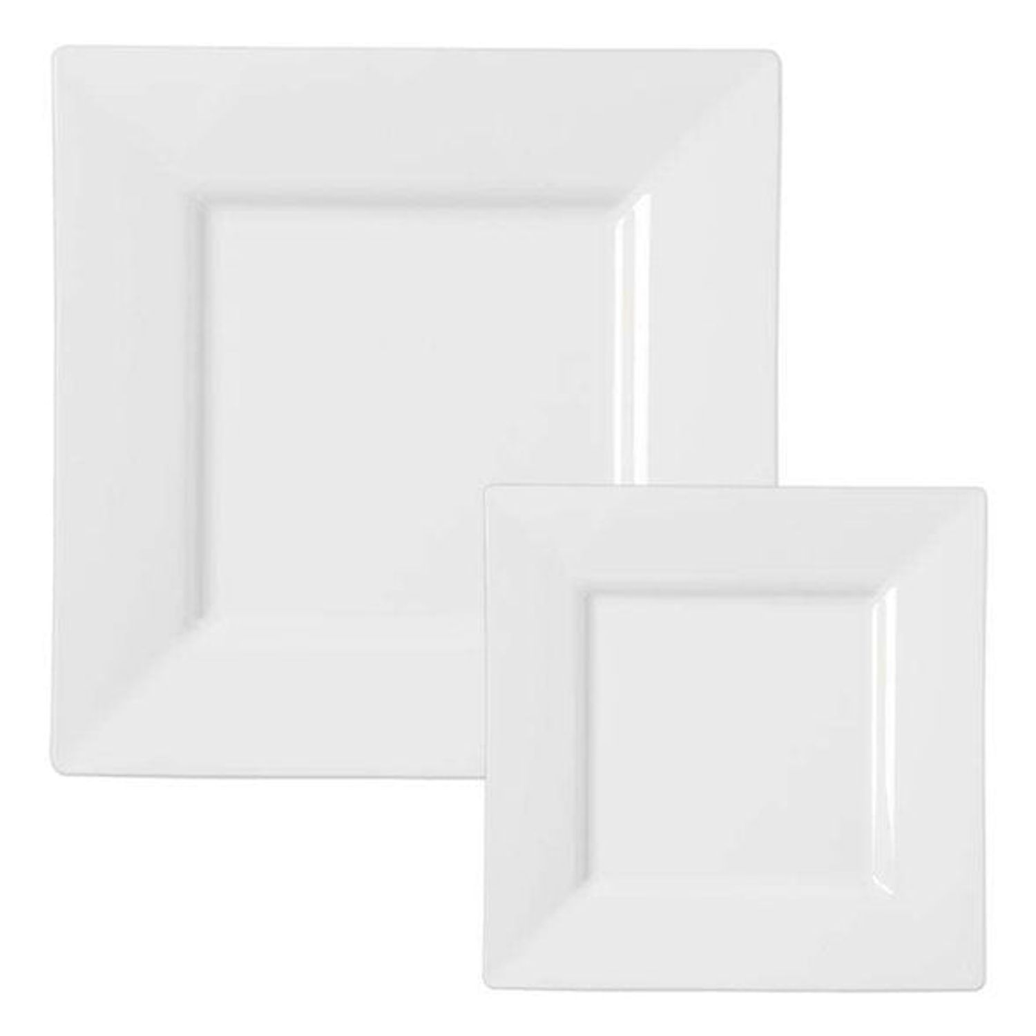 Smarty White Square Plastic Plates Dinnerware Value Set 240ct