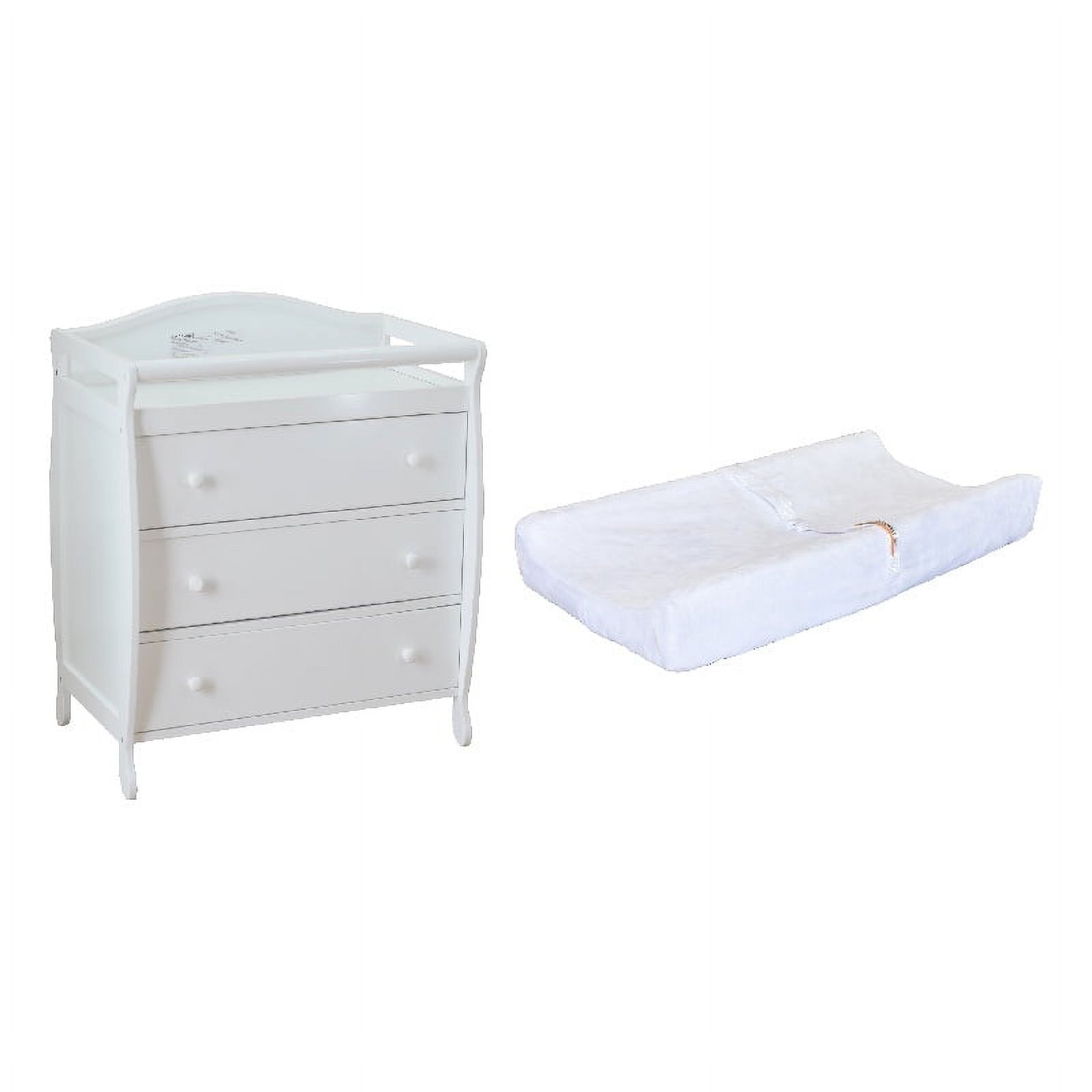 AFG Grace 3-Drawer Changing Table White with Contoured Changing Pad and Fabric Cover