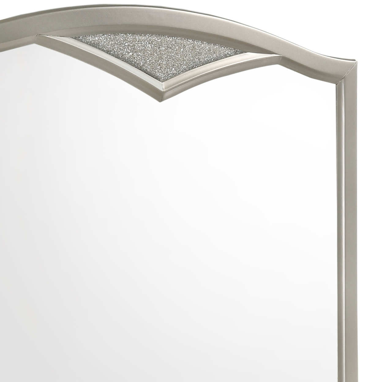 Camelback Dresser Top Beveled Mirror with Faux Diamond Inlay, Silver- Saltoro Sherpi