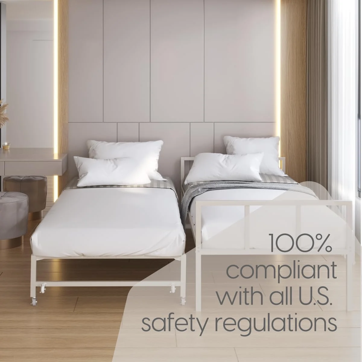 Twin Daybed and Fold- Up Trundle Set, Frame - Mattresses Sold Separately (White)