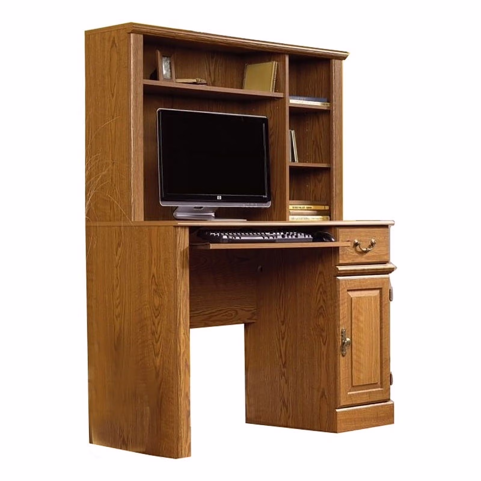 Scranton & Co Traditional Wood Small Computer Desk with Hutch in Carolina Oak
