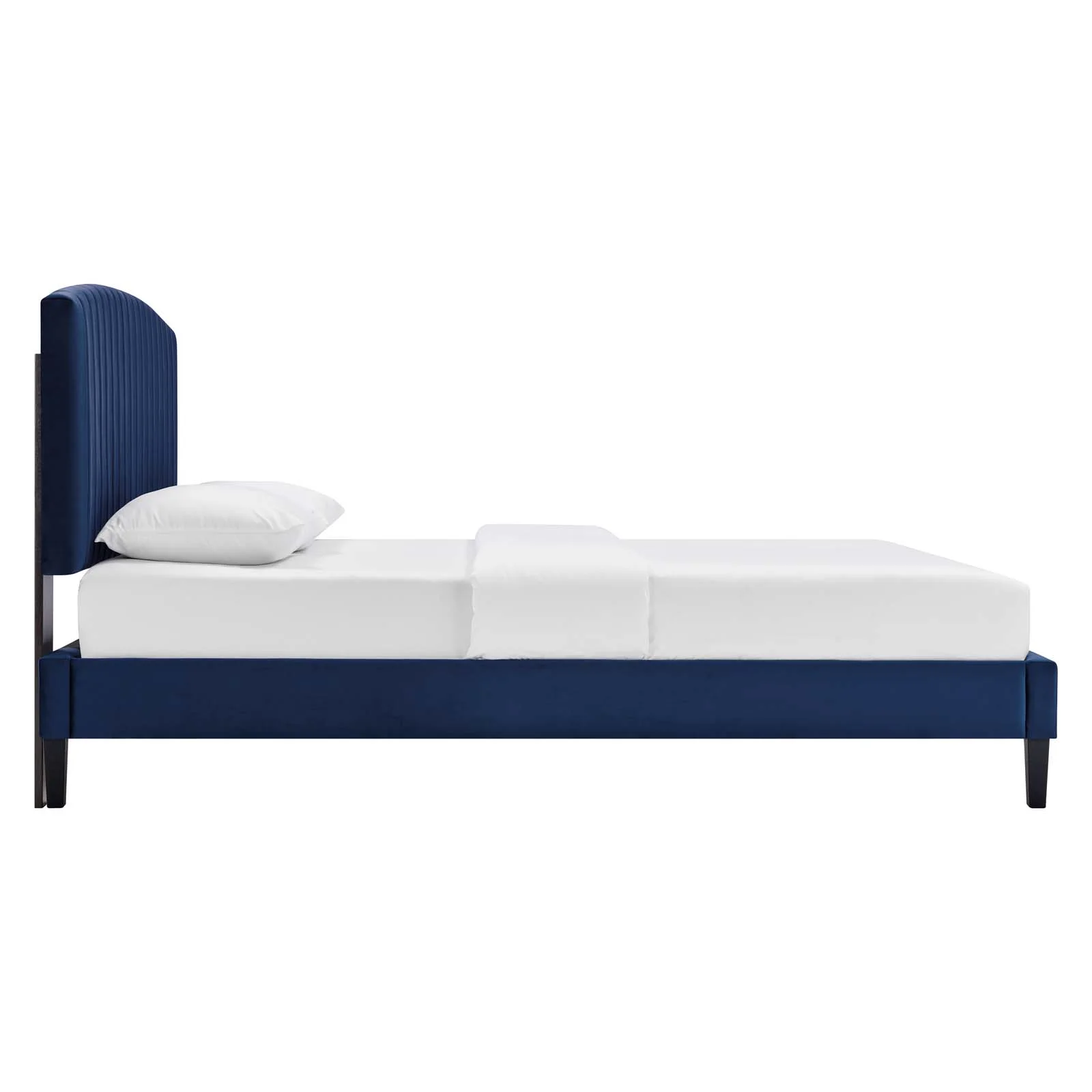 Modway Alessi Modern Performance Velvet Twin Platform Bed in Navy