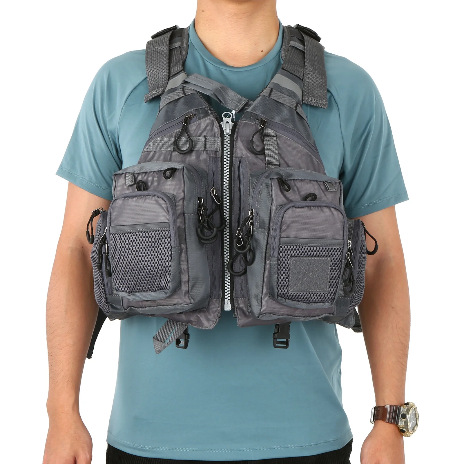 Outdoor Breathable Padded Fishing Superior 209lb Bearing Life Safety Jacket Swimming Sailing Waistcoat Utility Vest Floatation Device