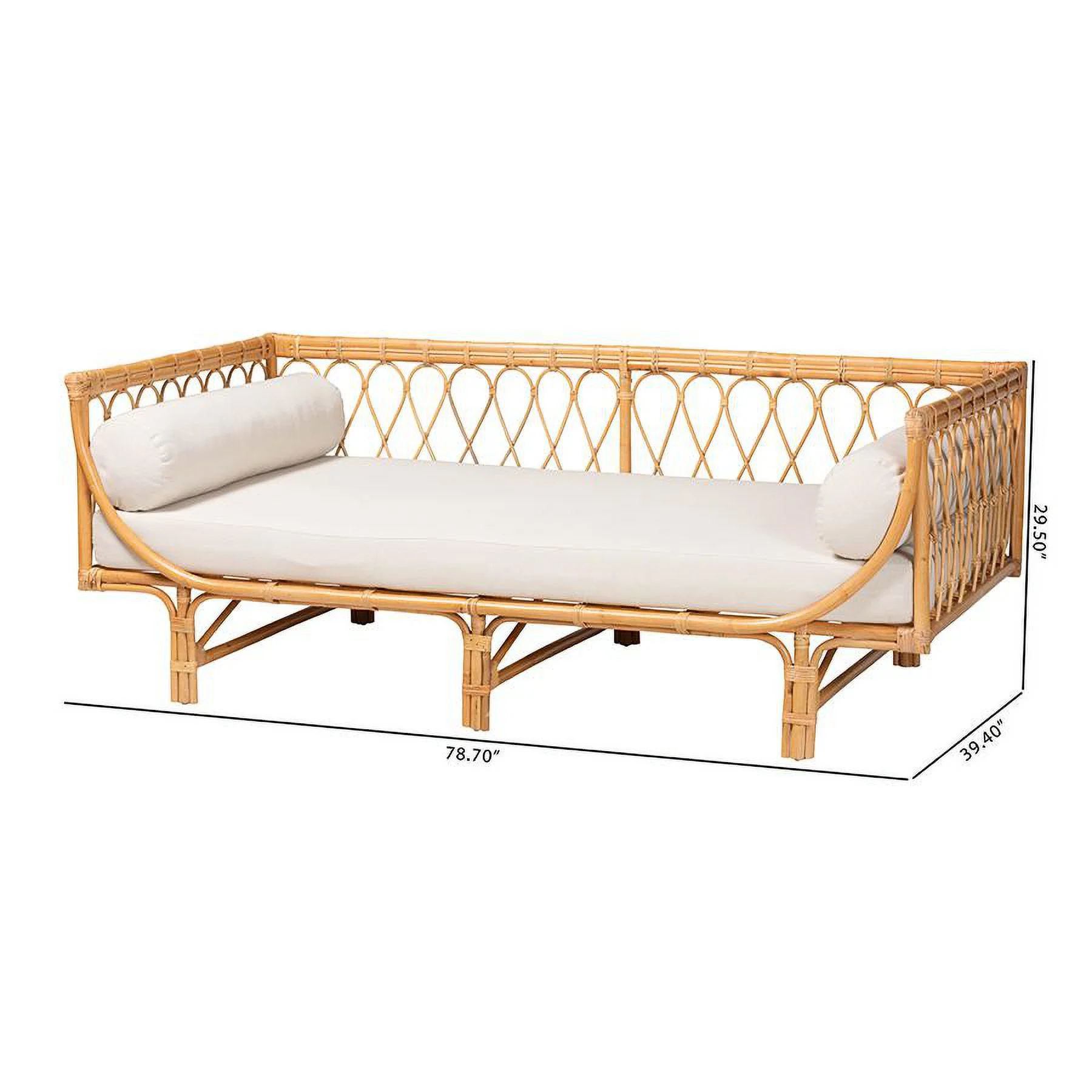 bali & pari Davida Modern Bohemian Natural Brown Rattan Daybed