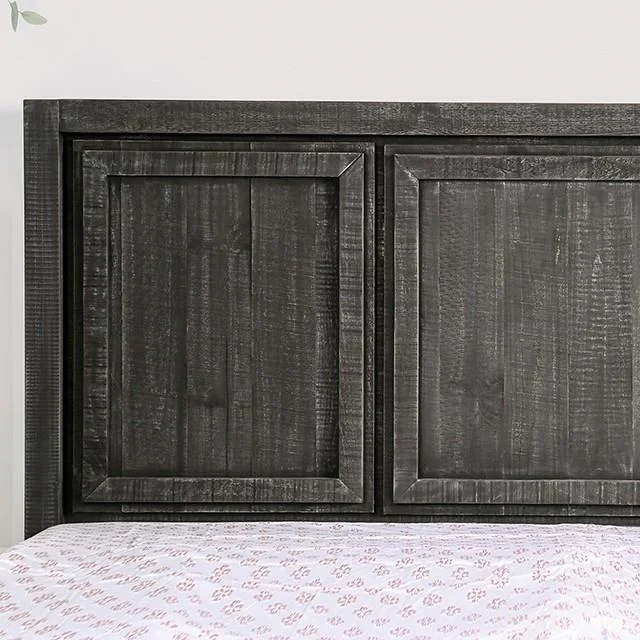 Rustic Charcoal Solid Wood Queen Bedroom Set 5pcs FOA EM7074DG Oakridge