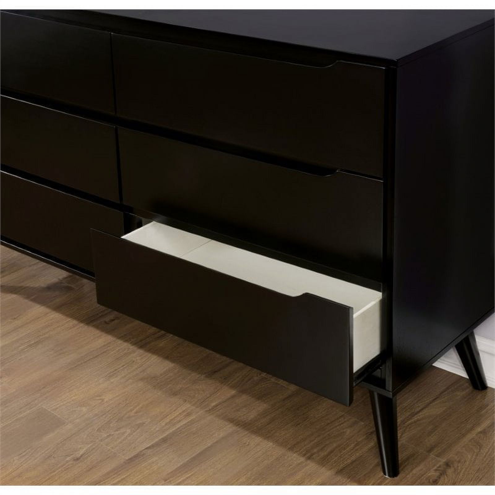 Furniture of America Belkor Solid Wood 6-Drawer Dresser and Mirror Set in Black