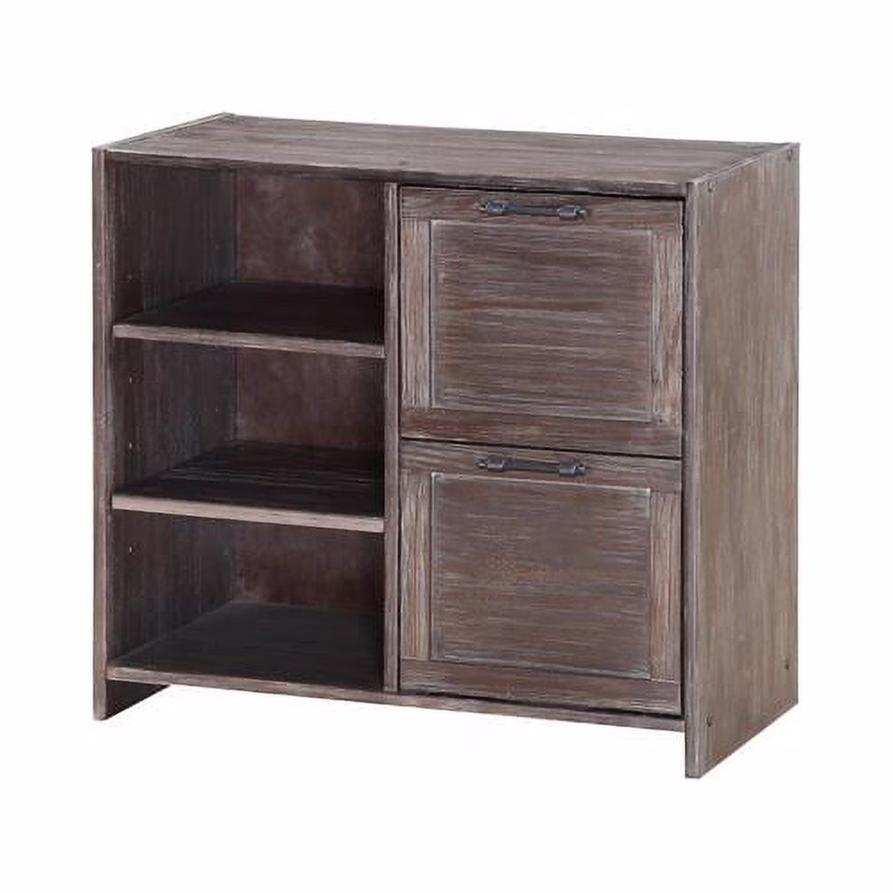 Donco Kids PD-0318CTBS Barn Door 2 Drawer Chest with Shelves, Brushed Shadow
