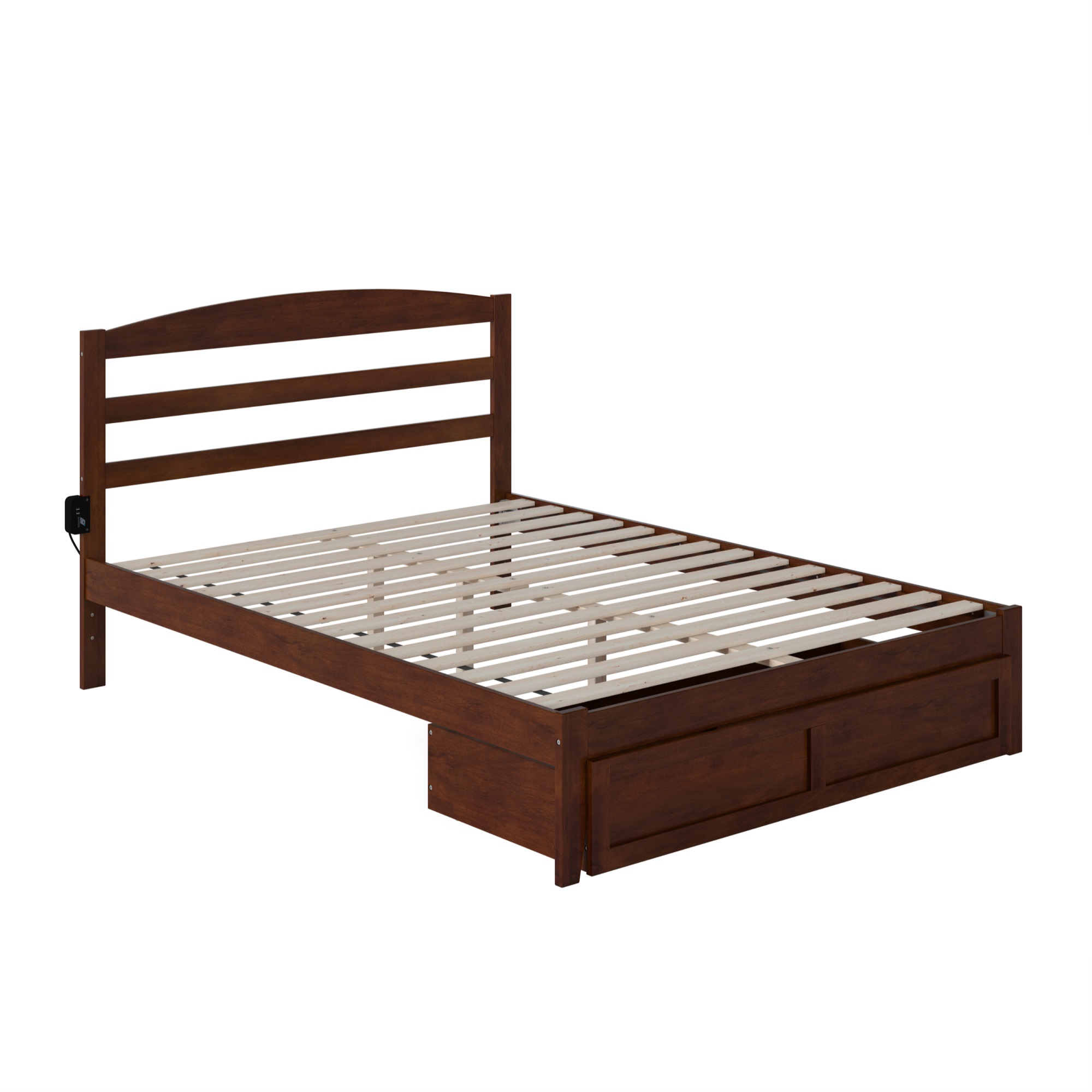 AFI Warren Solid Wood Traditional Queen Bed w/ Drawer in Walnut