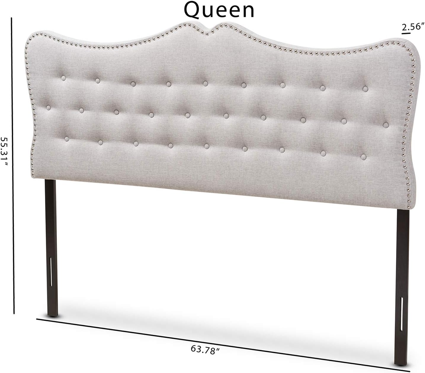 Emma Modern And Contemporary Greyish Beige Fabric Queen Size Headboard