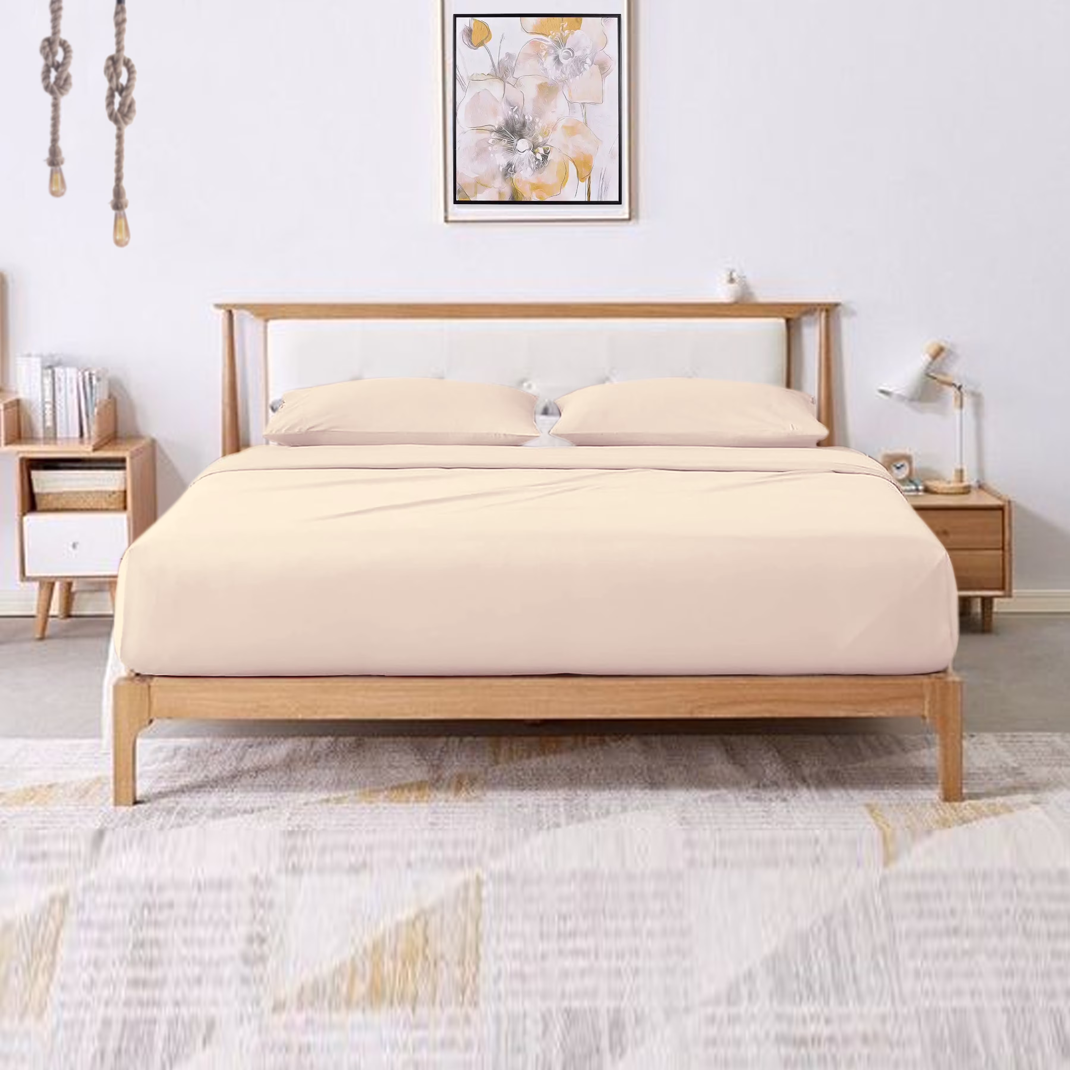 400-Thread Count Bed Sheets Italian Finish 100% Egyptian Cotton 4-PCs - Sheet Set, Fits Mattress Upto 21