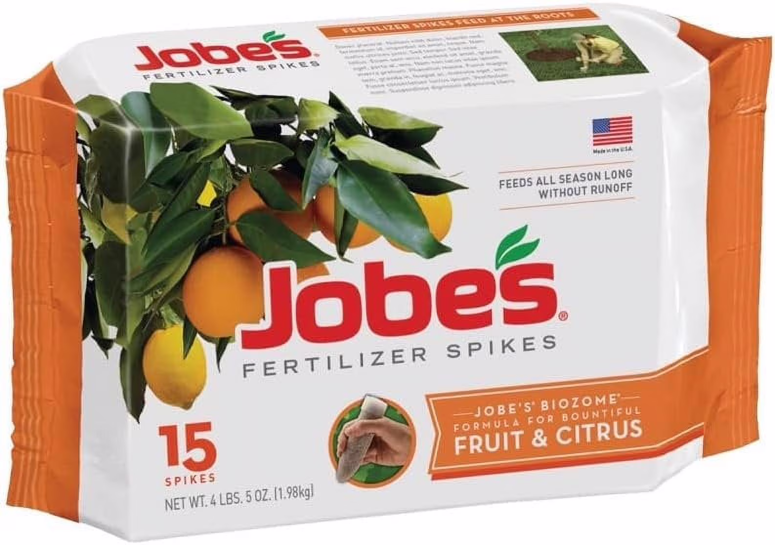 Jobe's 01612 15 Pack, 9-12-12, Fruit & Citrus Tree Spikes - Quantity 4