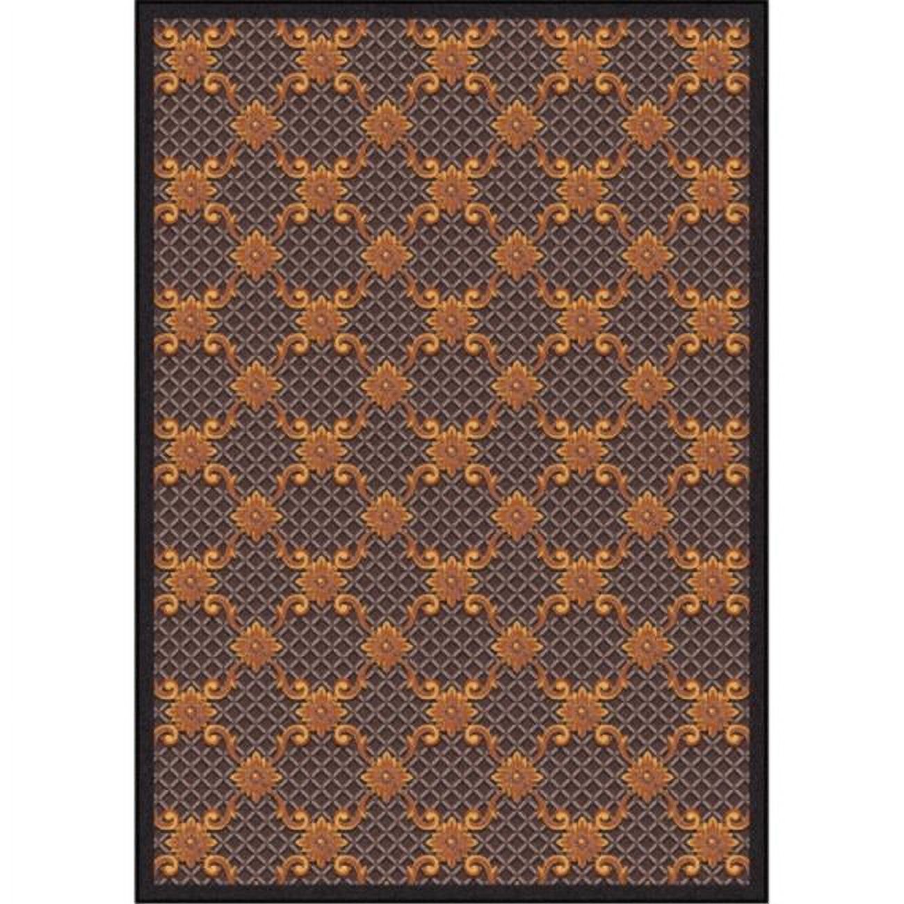 Joy Carpets 1764B-02 Any Day Matinee Queen Anne Rectangle Theater Area Rugs  02 Brown - 3 ft. 10 in. x 5 ft. 4 in.