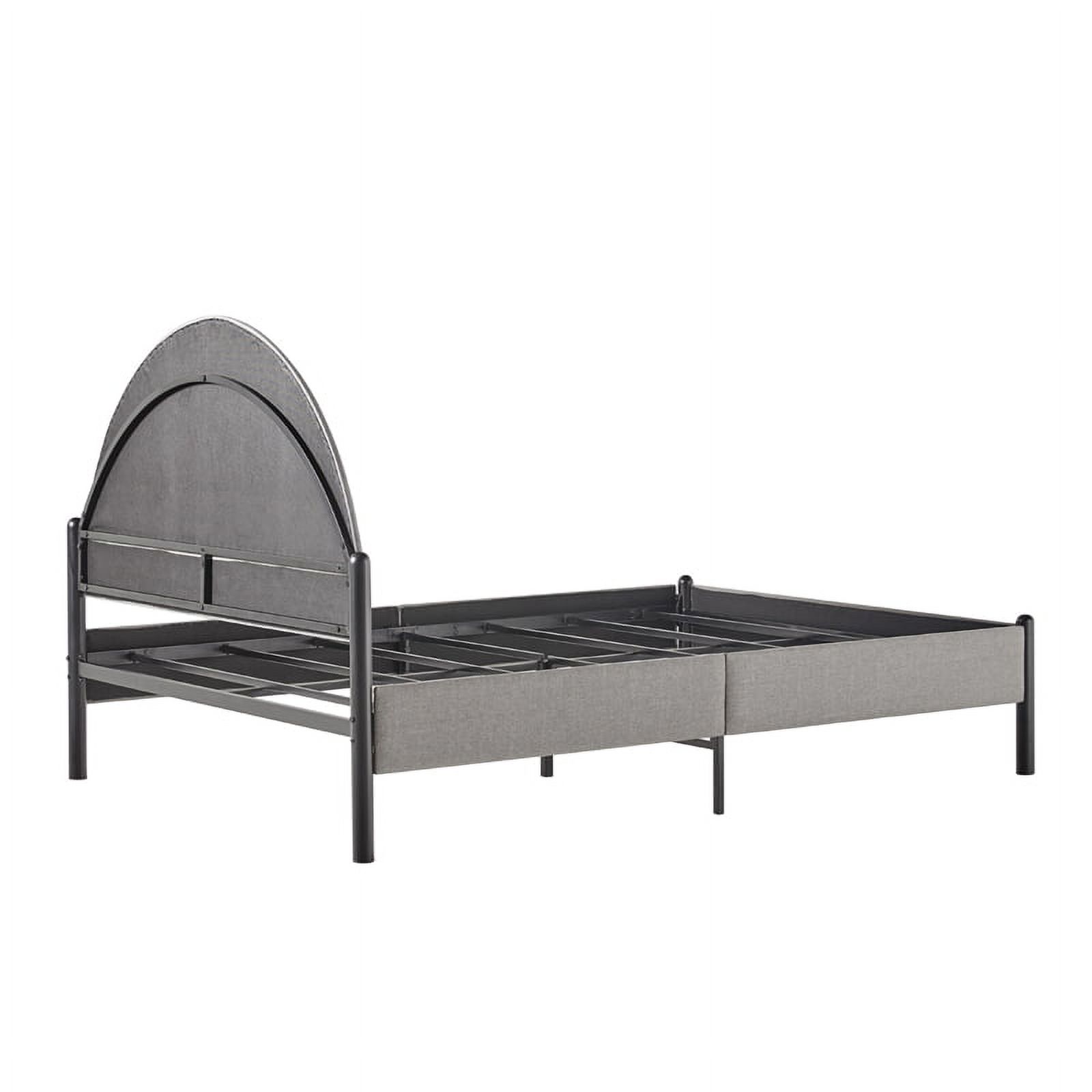 Pemberly Row Upholstered Metal Queen Bed with Arched Headboard in Gray