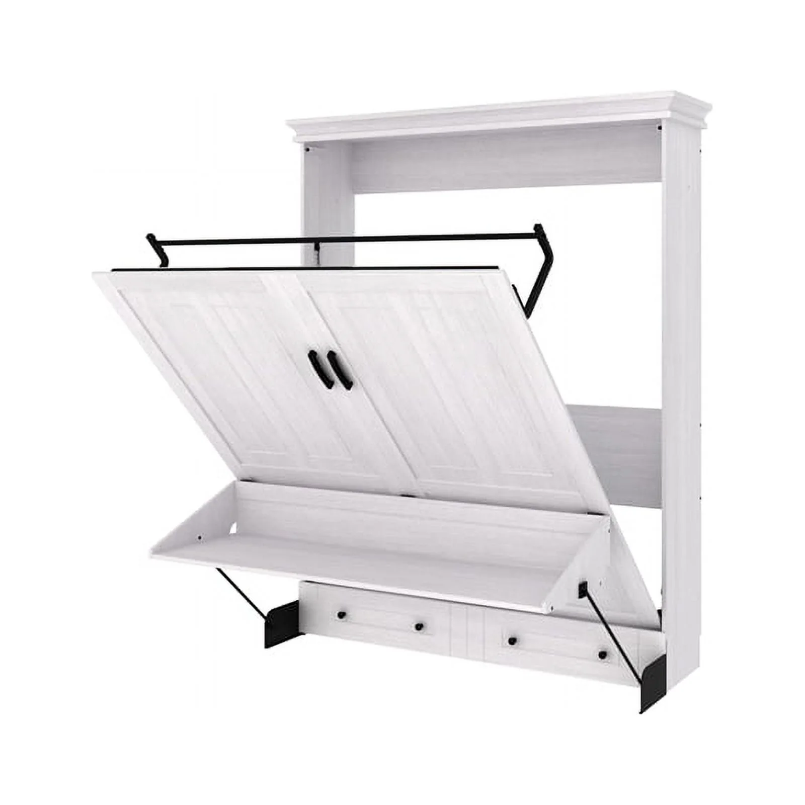 RoomAndLoft Windsor Queen Solid Wood Murphy Wall Desk Bed in White