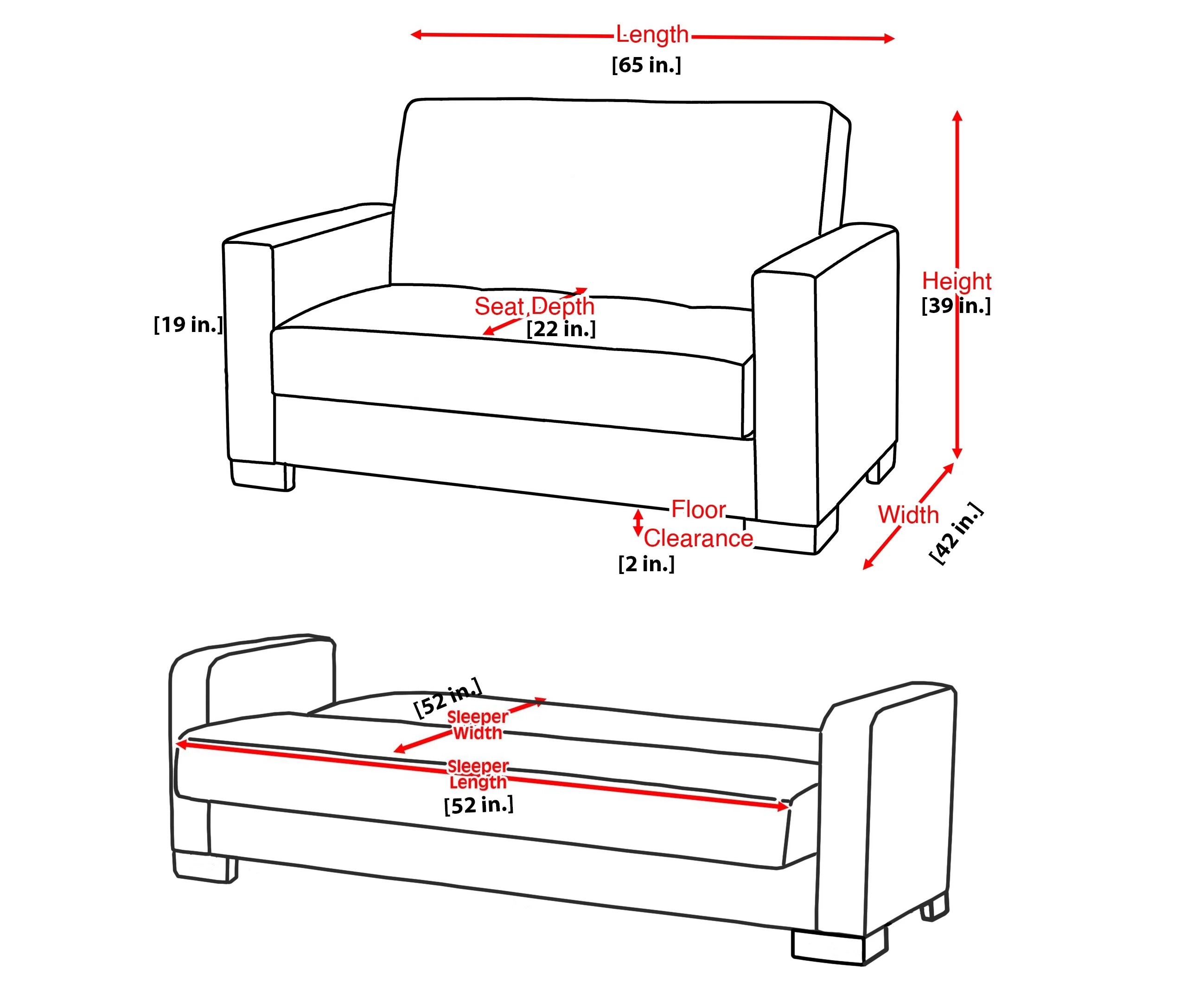 Ottomanson Metropolis Sleeper Loveseat, Brown Chenille