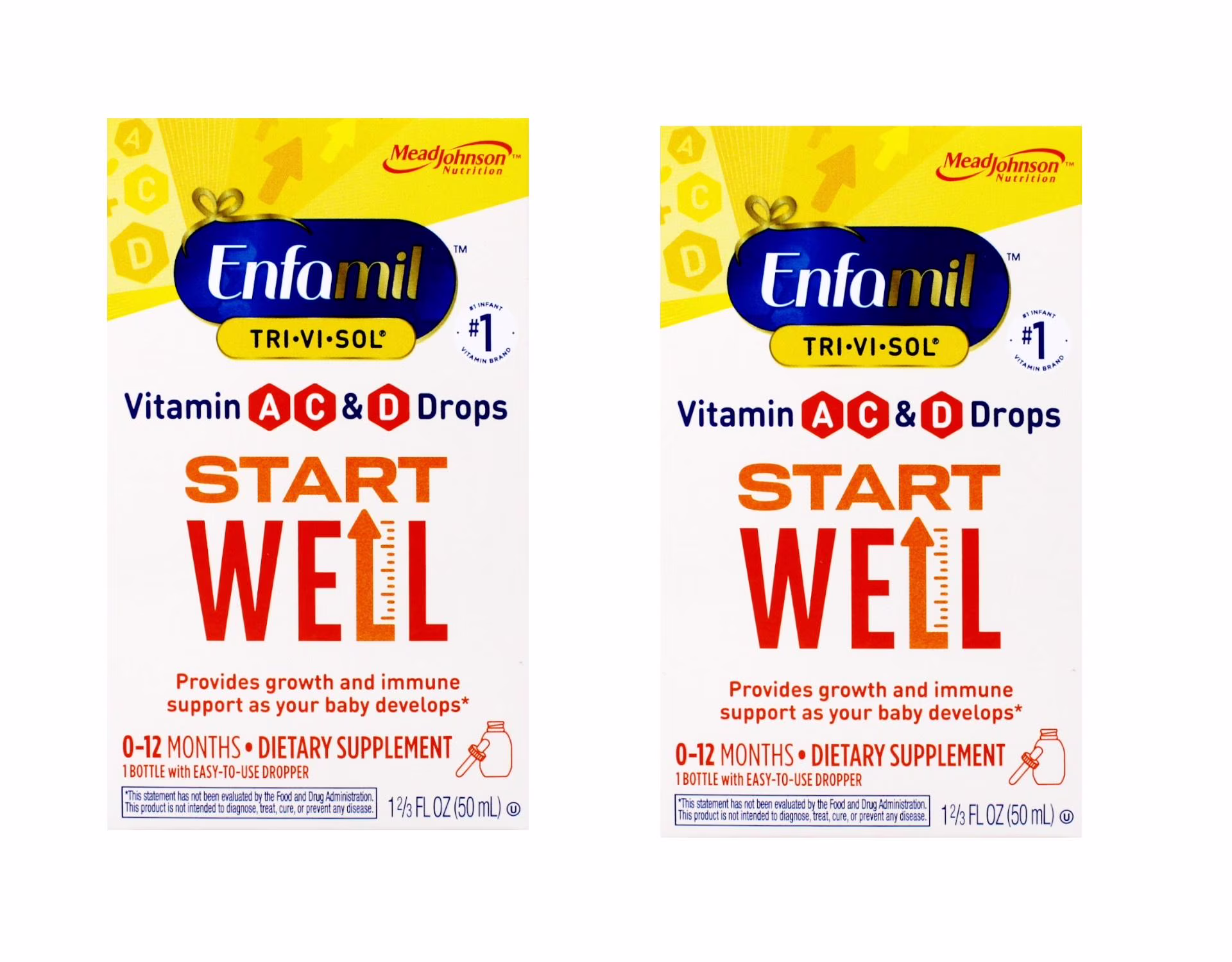 Enfamil Tri-Vi-Sol Vitamin A, C & D Multi-Vitamin Drops for Infants, 50 Ml (1.66 oz), 2 Pack