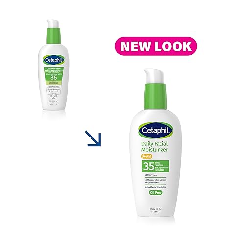 Cetaphil Face Moisturizer, Daily Oil Free Facial Moisturizer with SPF 35, For Dry or Oily Combination Sensitive Skin, Fragrance Free Face Lotion (Packaging May Vary)