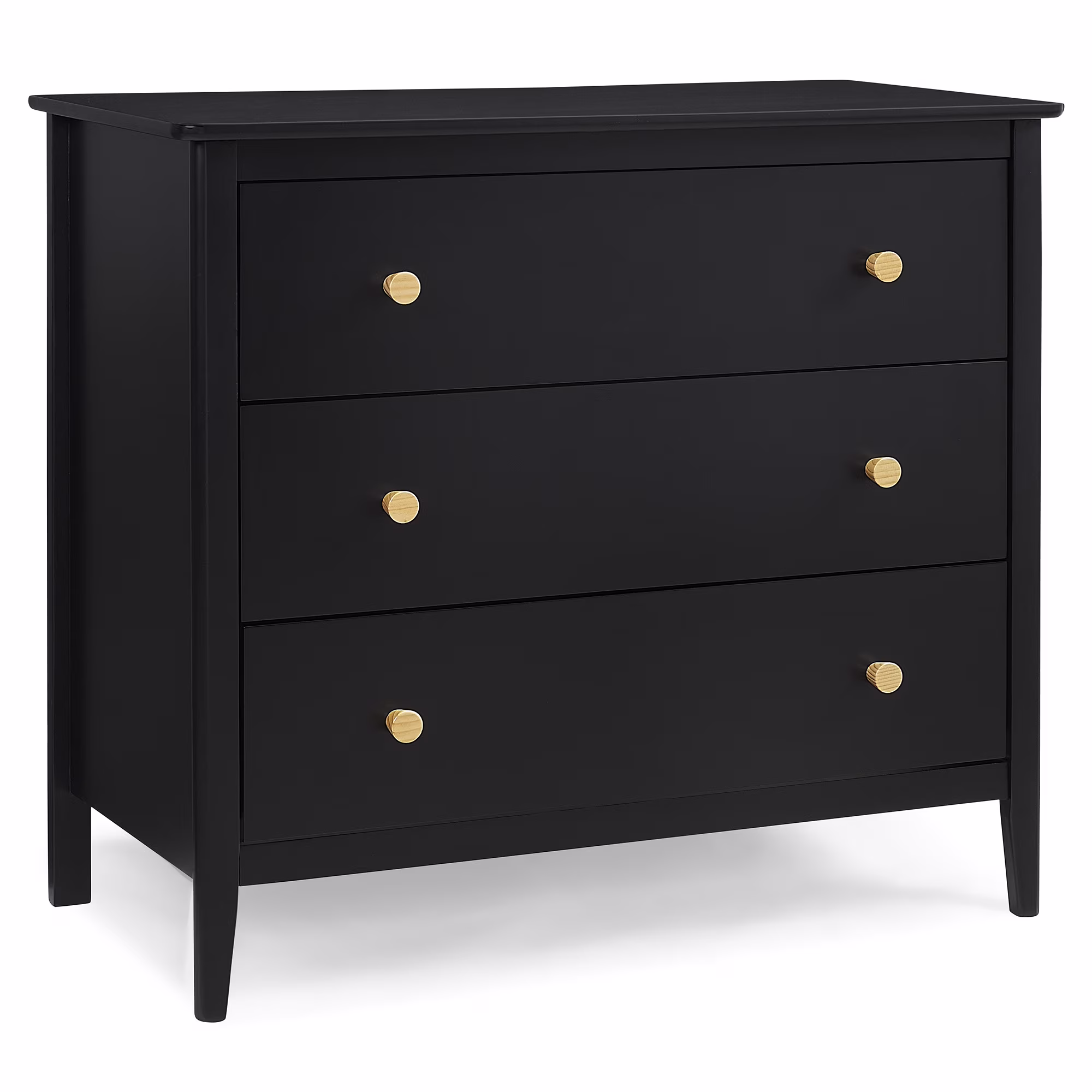 Delta Children Casey 3 Drawer Dresser with Interlocking Drawers, Black Ebony/Natural