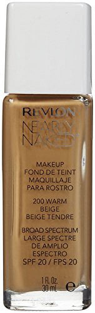 2 Pack Revlon Nearly Naked Liquid Makeup Broad Spectrum SPF 20, #200 Warm Beige, 1 Fluid Ounce