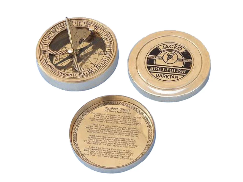 Robert Frost Road Not Taken Compass with Rosewood Box 4 in