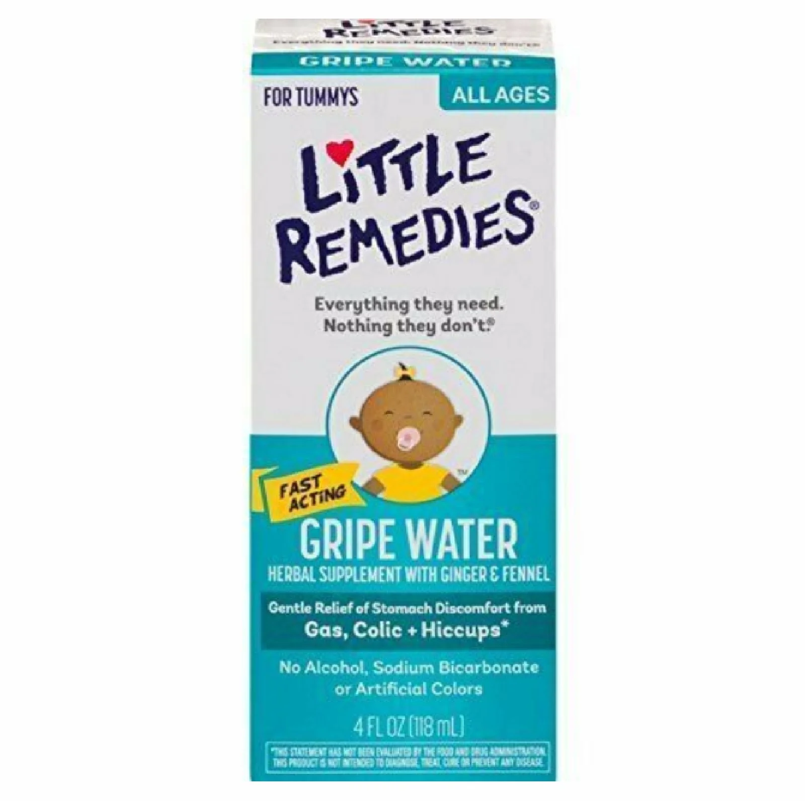 Little Remedies Gripe Water Colic & Gas Relief Clear Herbal Supplements, 4 oz, 2 Pack