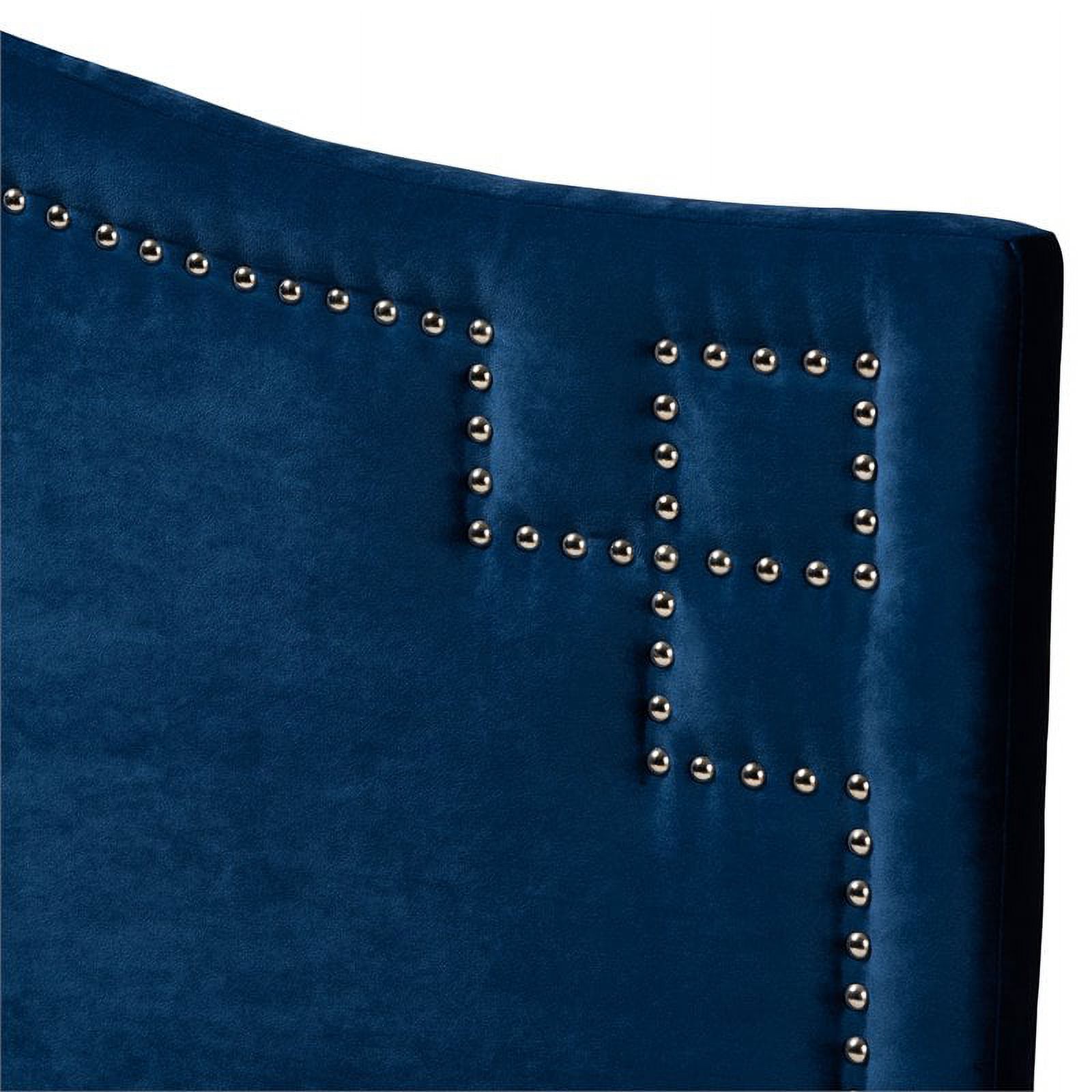 Bowery Hill Modern Velvet and Wood Queen Headboard in Royal Blue
