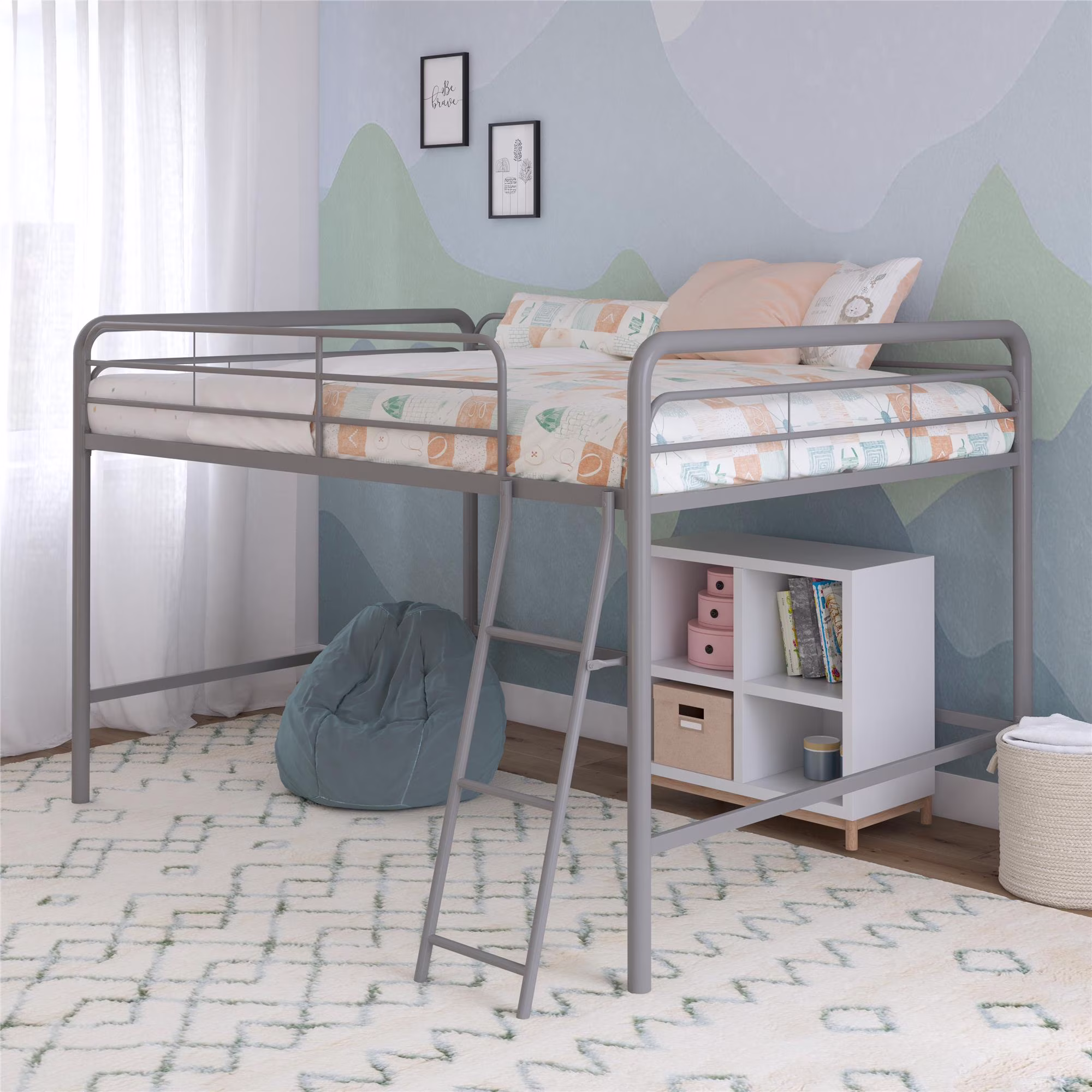 DHP Jett Junior Full Metal Loft Bed, Silver