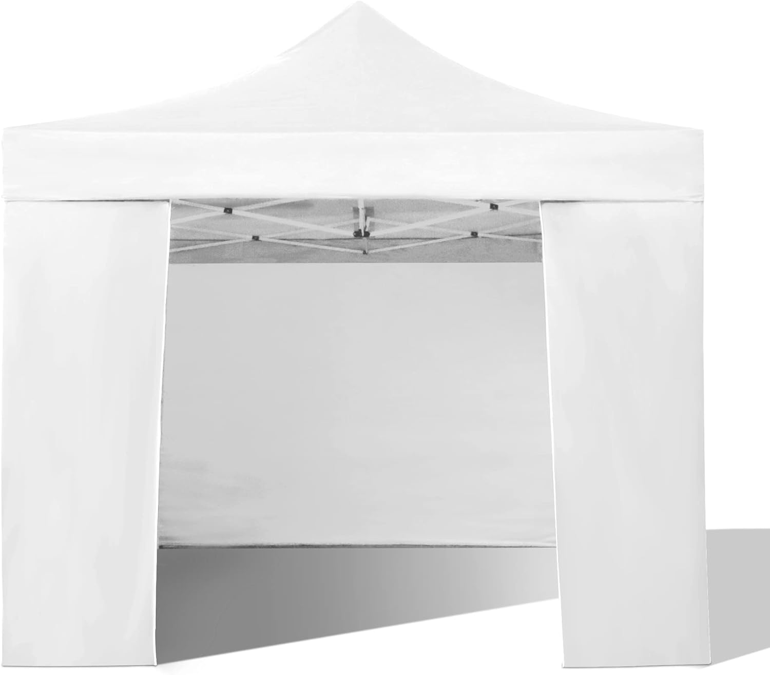 KEERDAO 10'x10' Instant Canopy Tent - Commercial Pop Up Booth Canopies with 3 Full Sidewall & 1 Half Walls & Additional Roller Bag and Sand Bags, Outdoor Gazebo Tent Easy Set Up, White