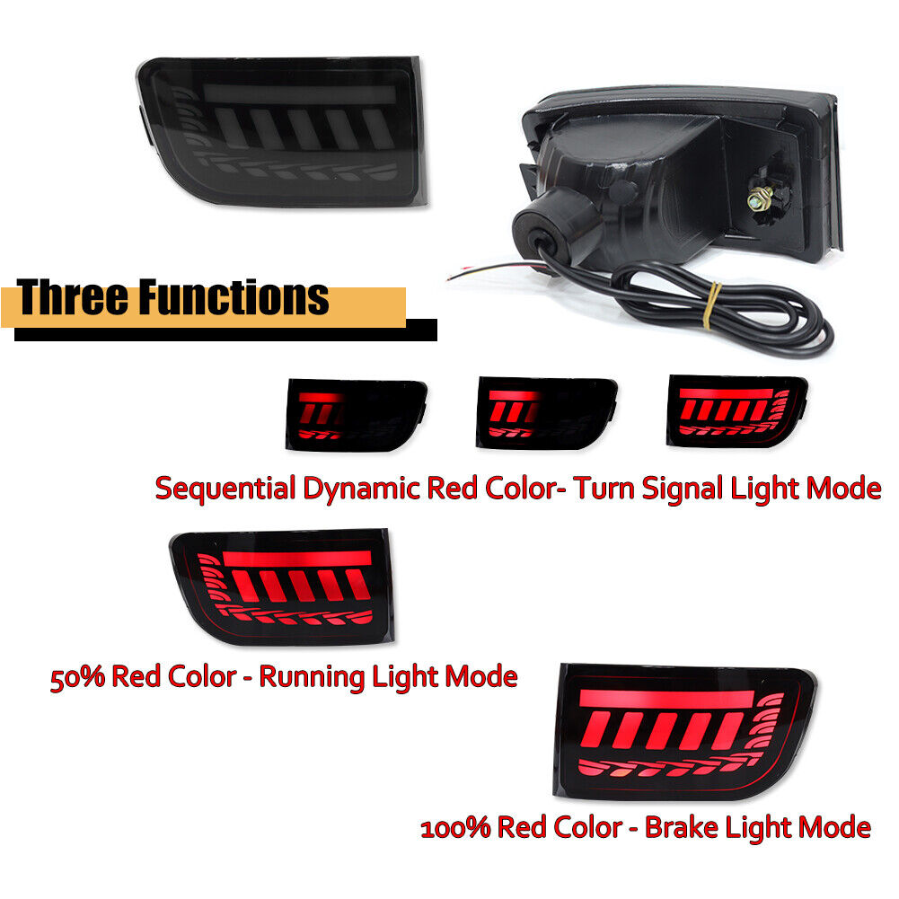 GTINTHEBOX Smoke LED Rear Bumper Reflector Tail Brake Signal Light For 2003-2005 Toyota 4Runner
