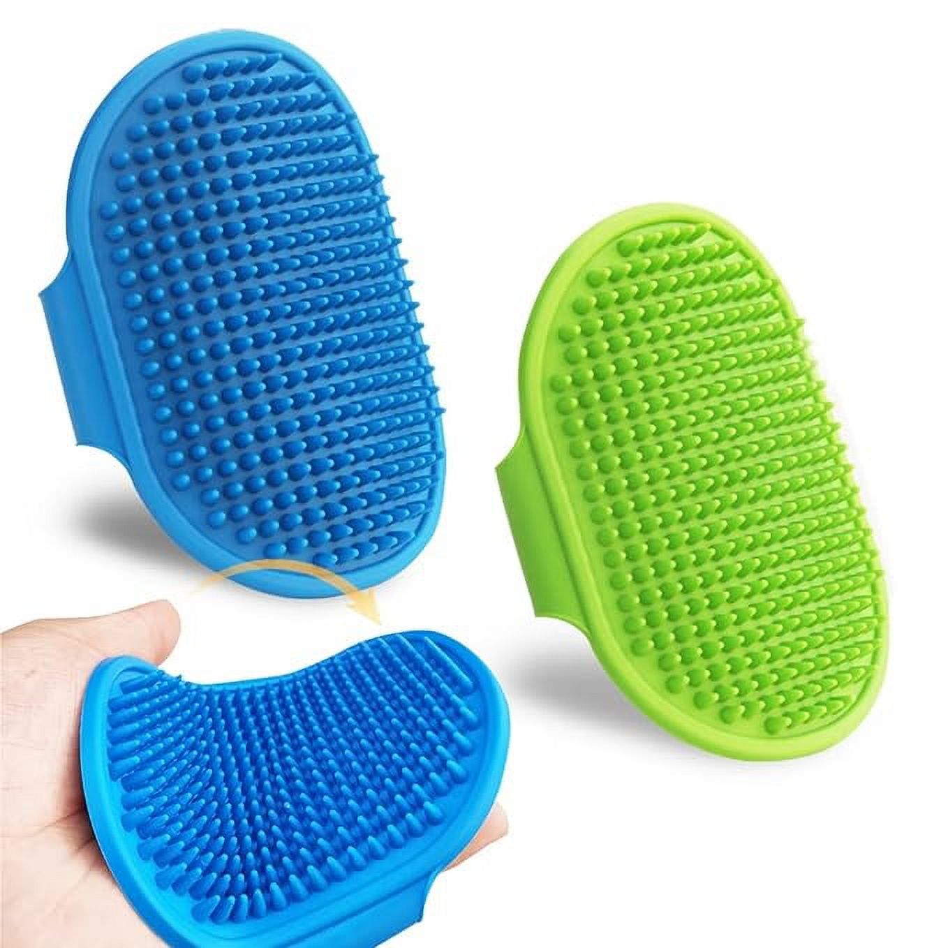 2 Pcs Dog Grooming Brush, Pet Shampoo Bath Brush Soothing Massage Rubber Comb,Adjustable Ring Handle, Suitable for Long Short Haired Pet.