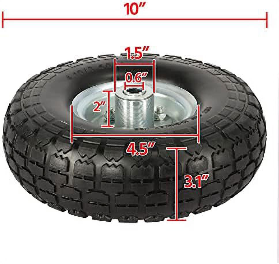 4/8/12 Pcs Solid Rubber Tyre Wheels - Garden Sack Truck Trolley Cart Wheel Barrow Tyre 10-Inch Tire Diameter 5/8-Inch Bearings Black (8)
