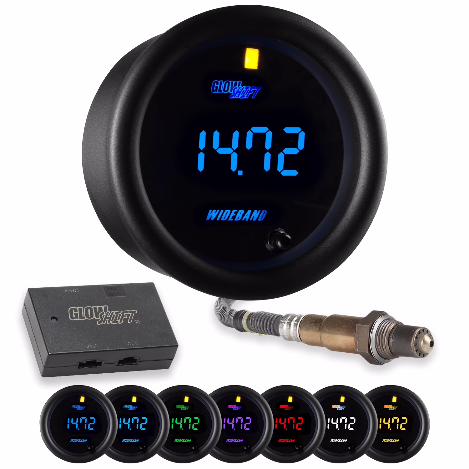 GlowShift Black 7 Color Series Digital Wideband Gauge
