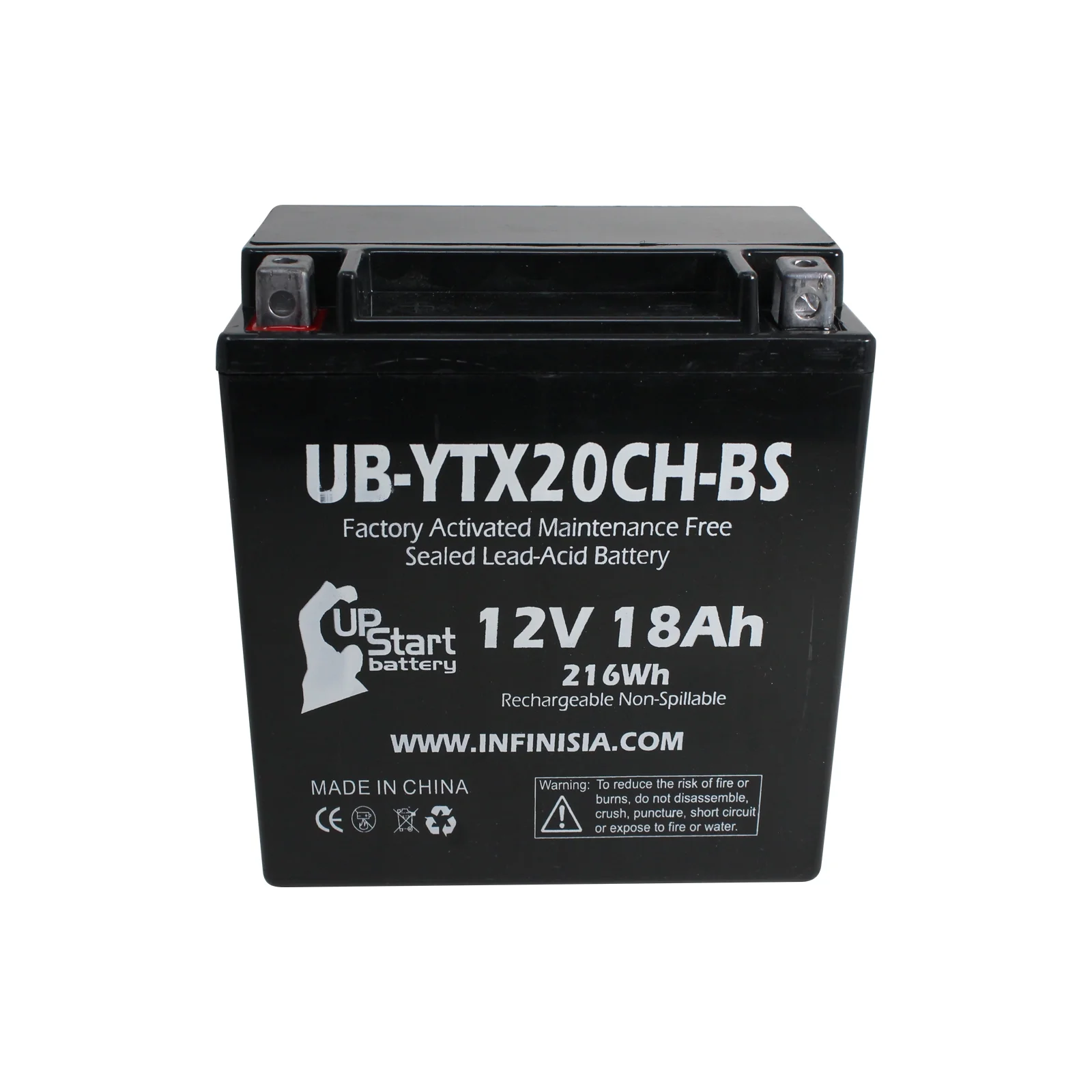 UB-YTX20CH-BS Battery Replacement for 2010 Kawasaki VN1700 Voyager, Nomad, Vaquero 1700 CC Motorcycle - Factory Activated, Maintenance Free, Motorcycle Battery - 12V, 18AH, UpStart Battery Brand