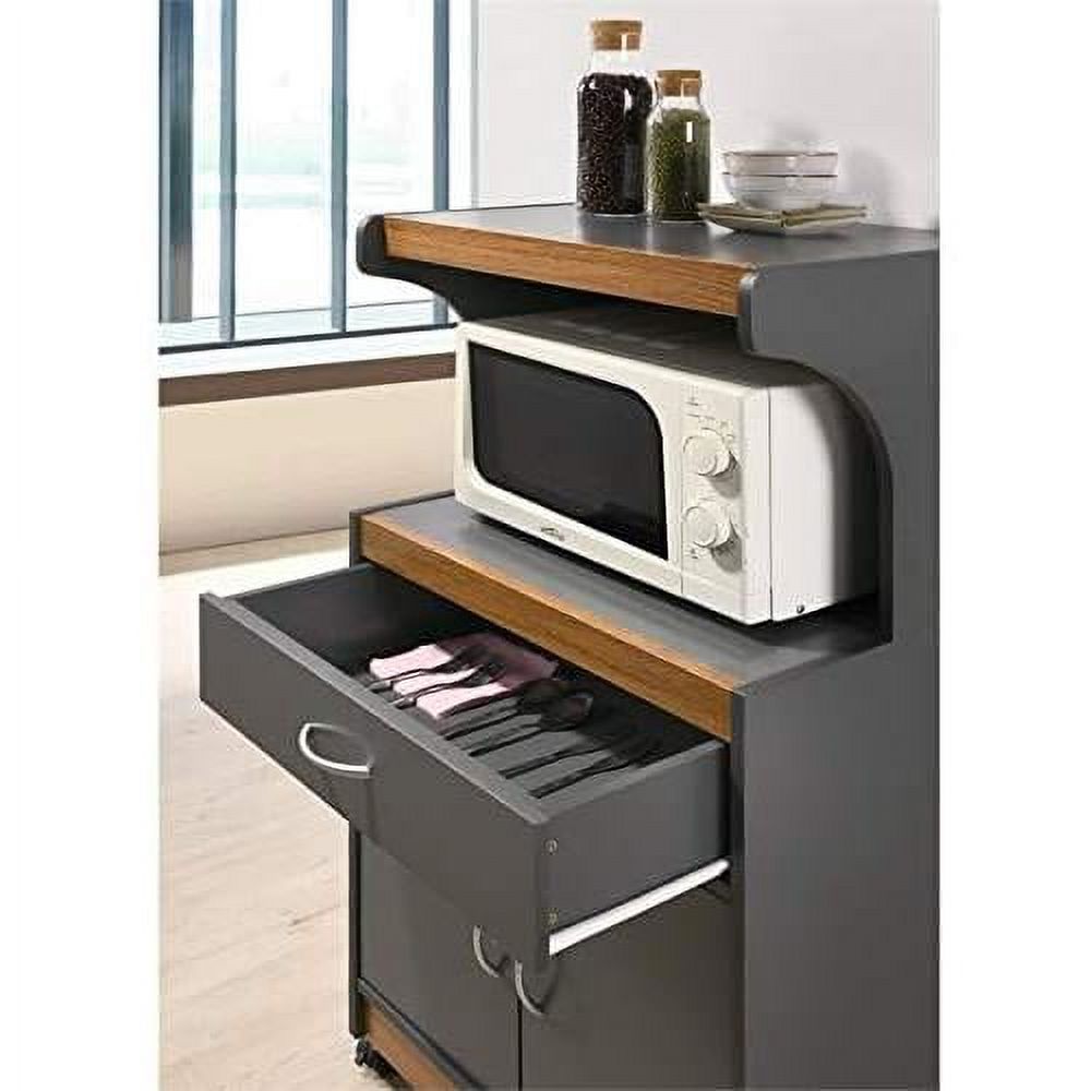 Microwave Kitchen Cart In Gray Oak