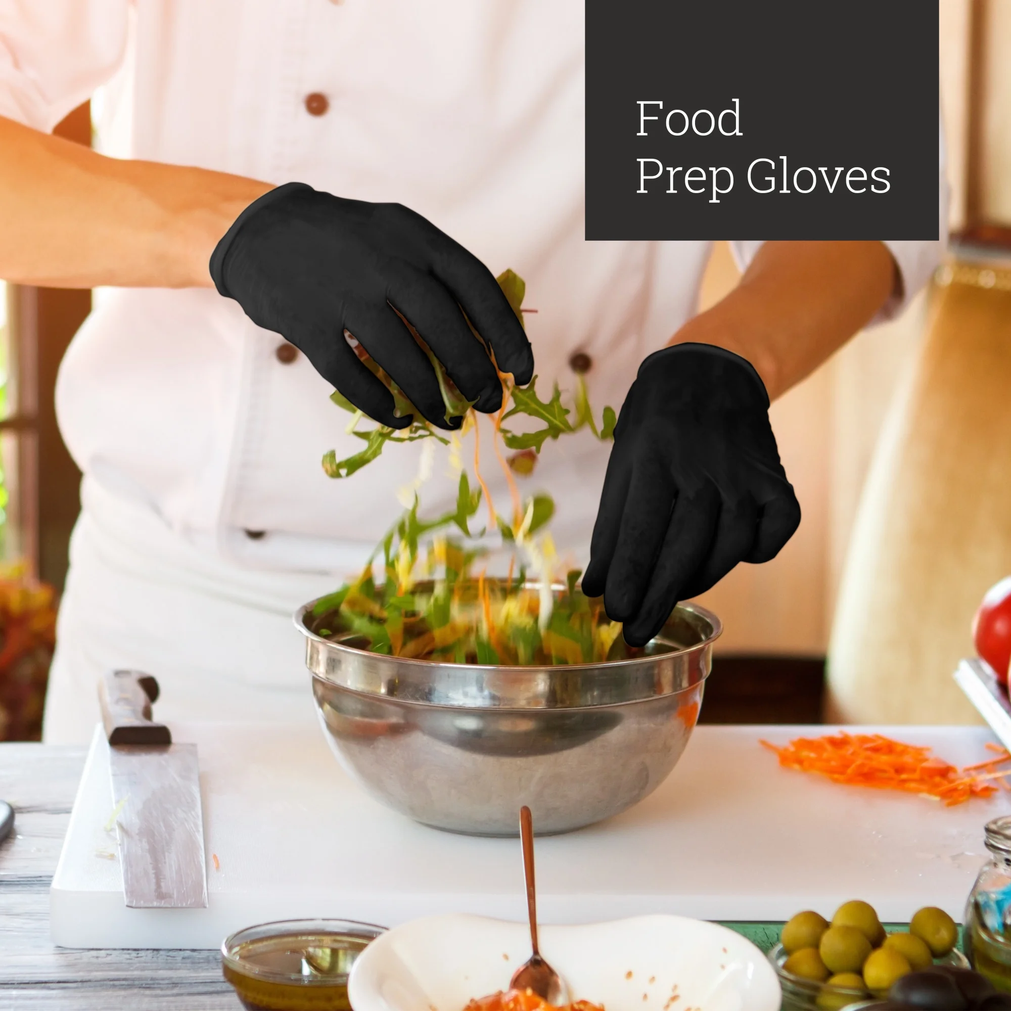 JussStuff Nitrile Gloves, Disposable, Latex Free, Food Safe - Black - Box of 100 Gloves (Medium)