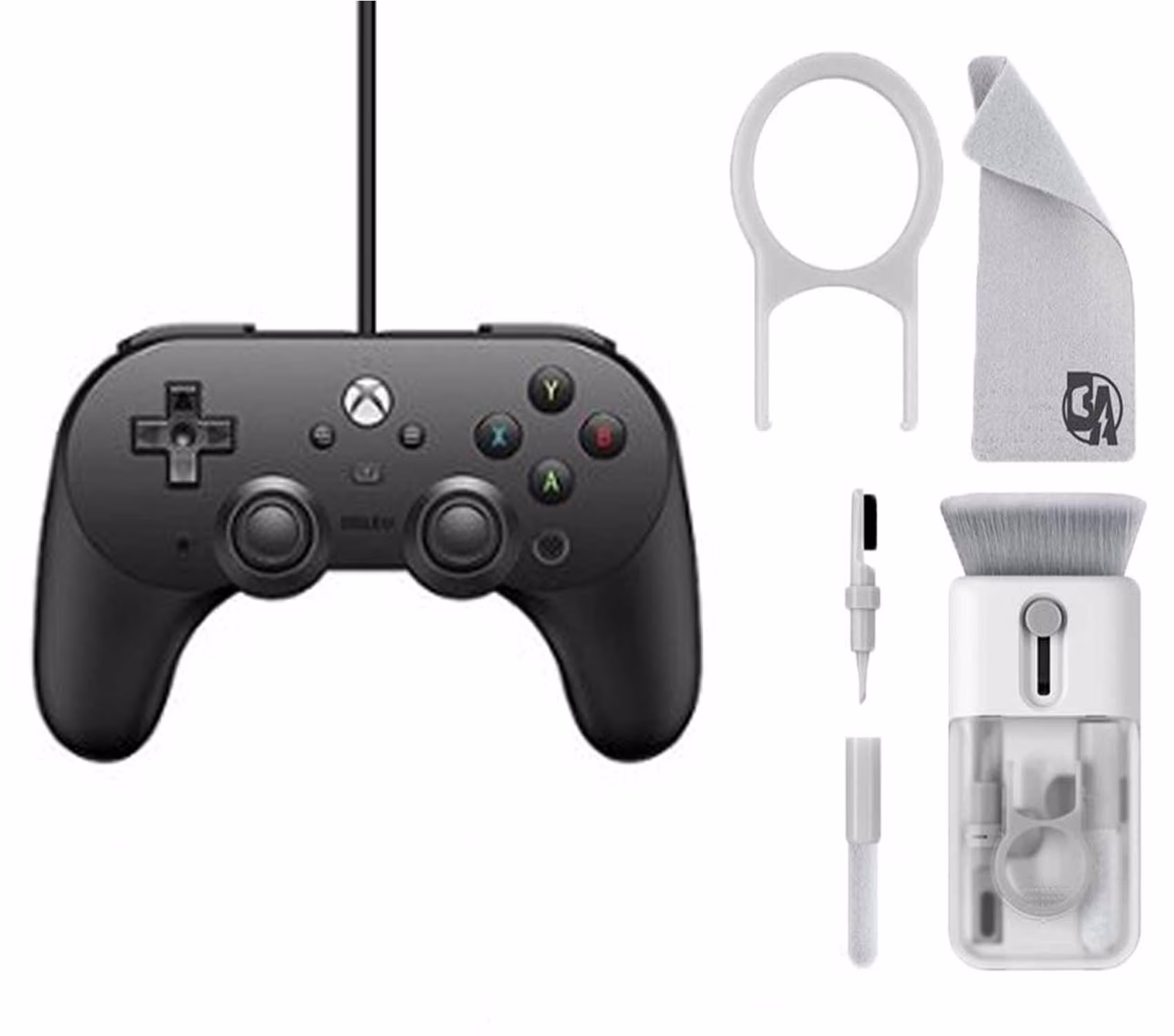 Pre-Owned 8BitDo - Pro 2 Wired Controller for Xbox - Black With Cleaning Electric kit Bolt Axtion Bundle (Refurbished: Like New)