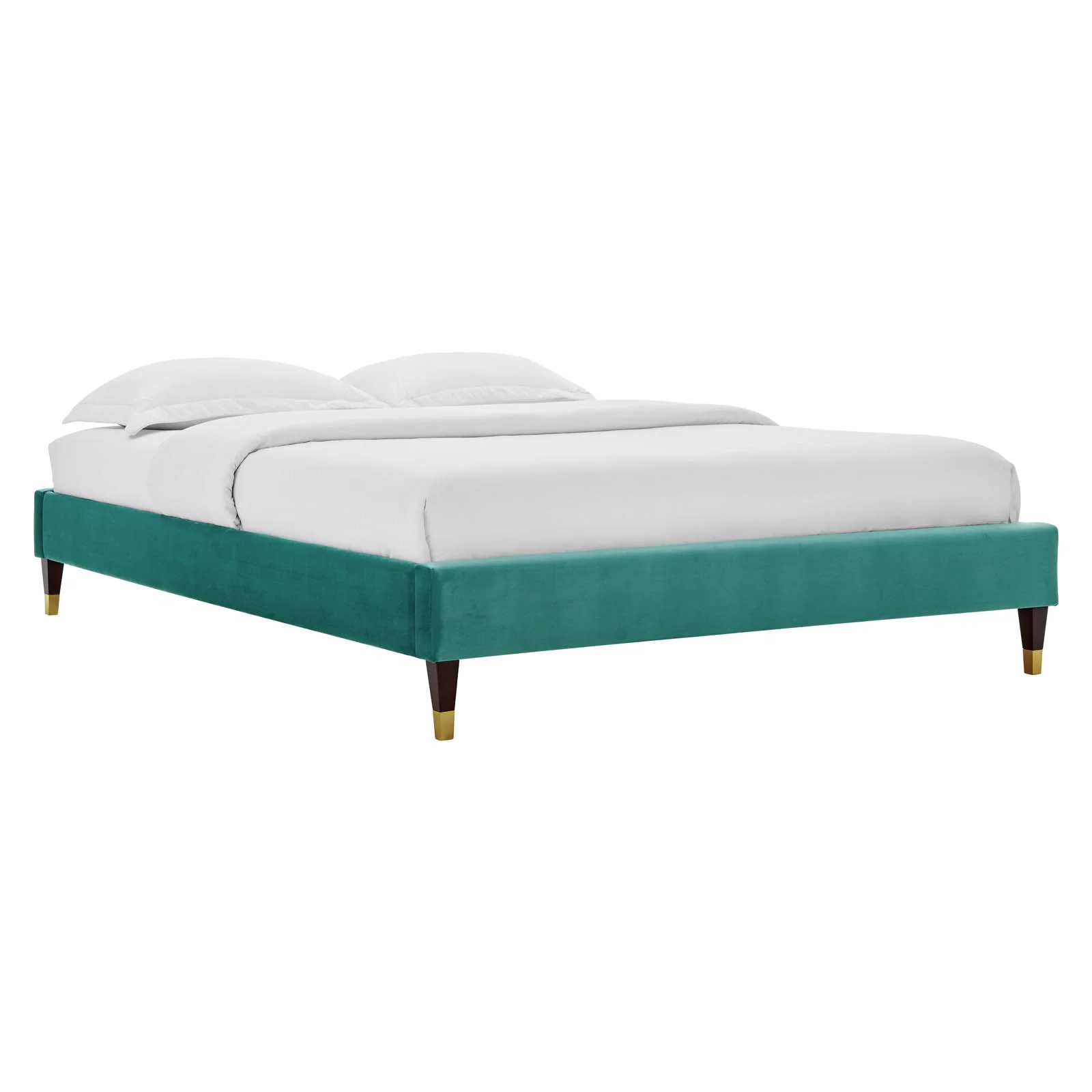 Modway Harlow Twin Performance Velvet Platform Bed Frame in Teal