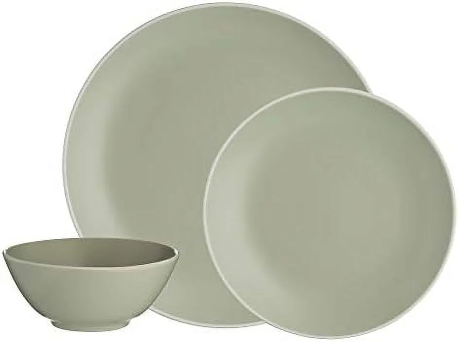 Classic Collection Green 12 Piece Dinner Set, Stoneware