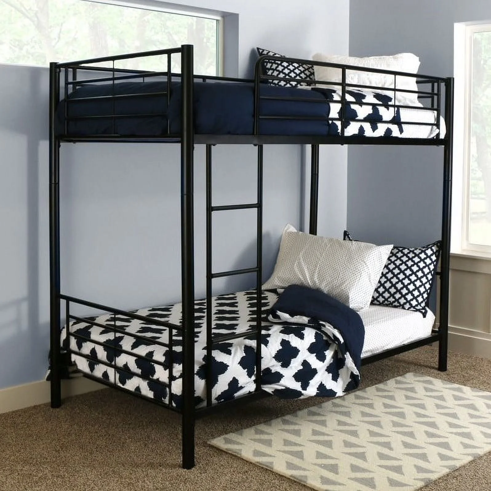 Kingfisher Lane Twin over Twin Metal Bunk Bed in Black Finish