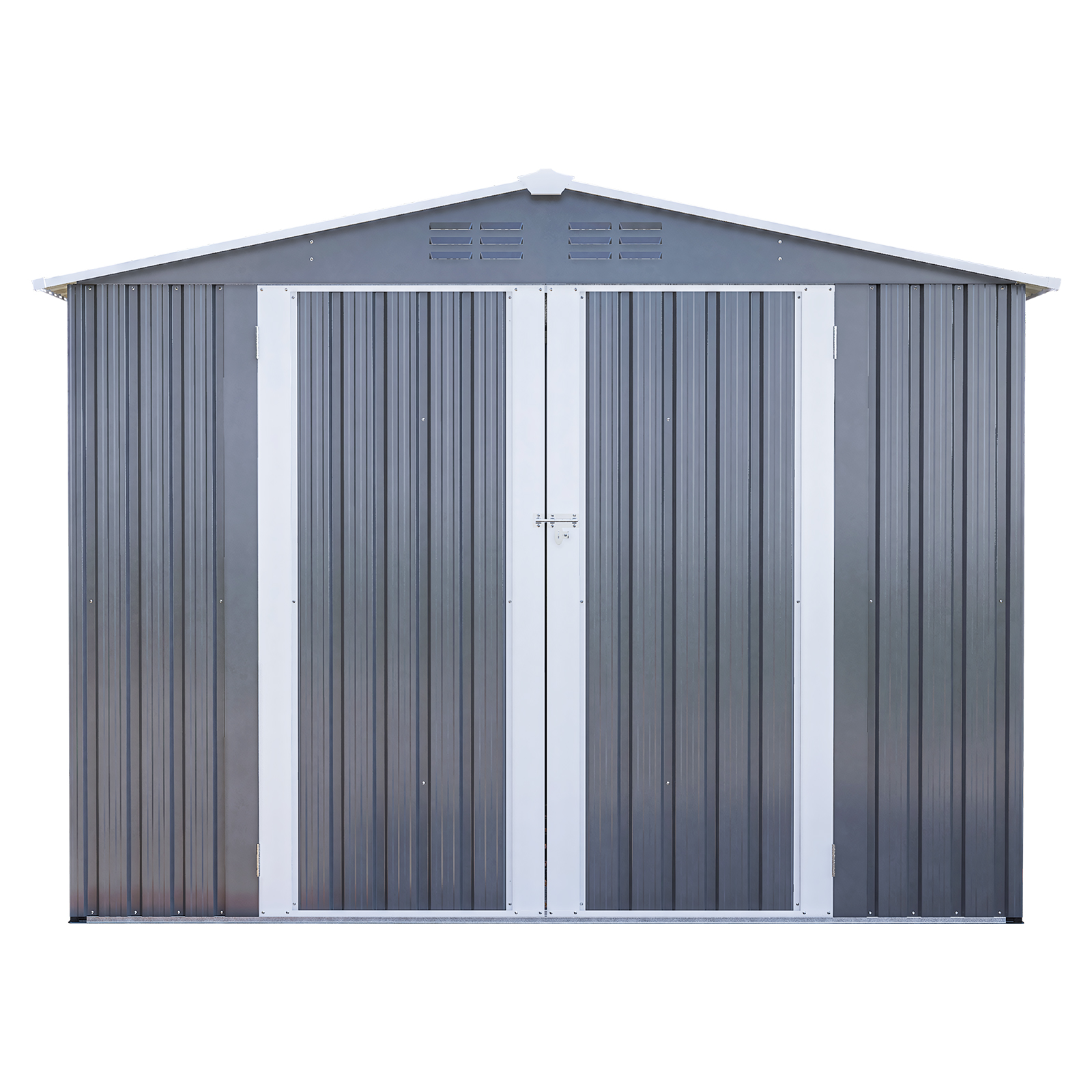 SYTHERS 8x6 FT Outdoor Storage Shed, Metal Garden Sheds Kit with Double Lockable Door, All Weather Garden Tool Sheds for Backyard Patio, Grey