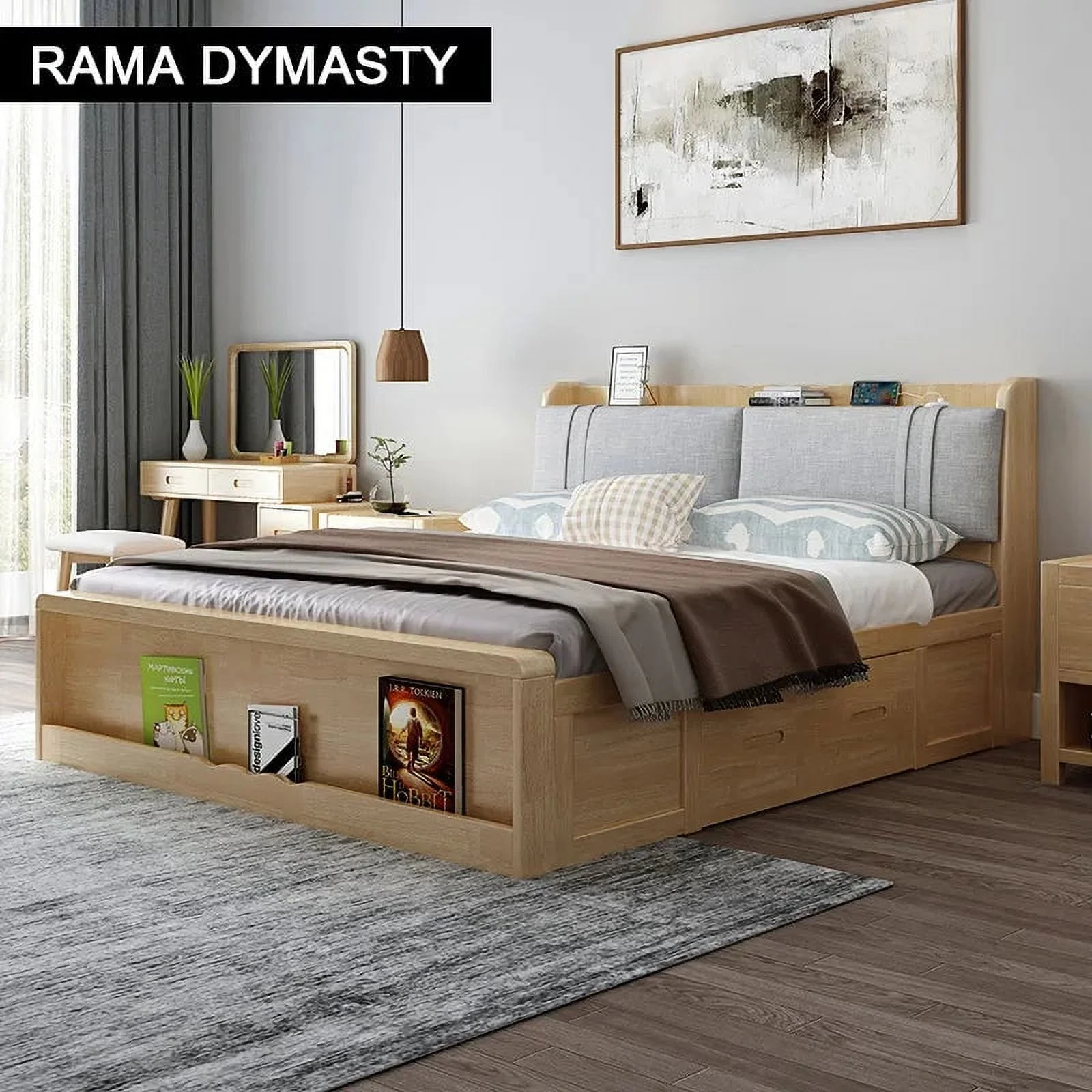 Solid wood bed double bed large bed European solid wood master bedroom 1.8 m wedding bed with storage