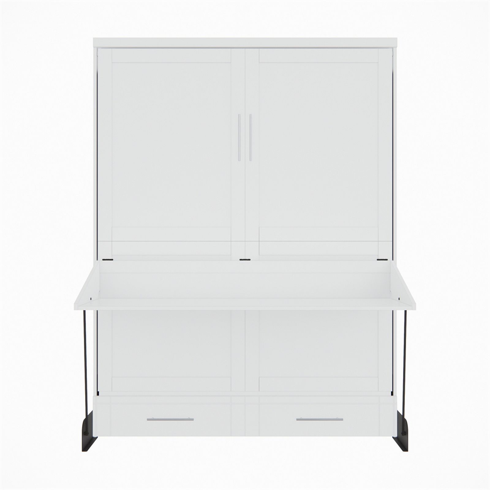 RoomAndLoft Brentwood Queen Solid Wood Murphy Wall Desk Bed in White