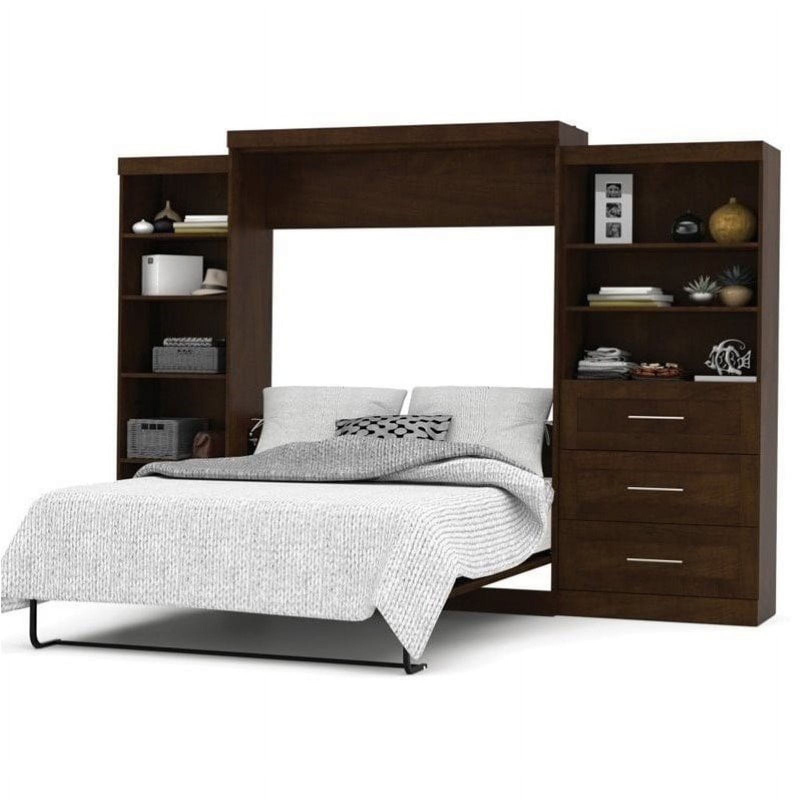 Atlin Designs Queen Wall Bed with Storage in Chocolate