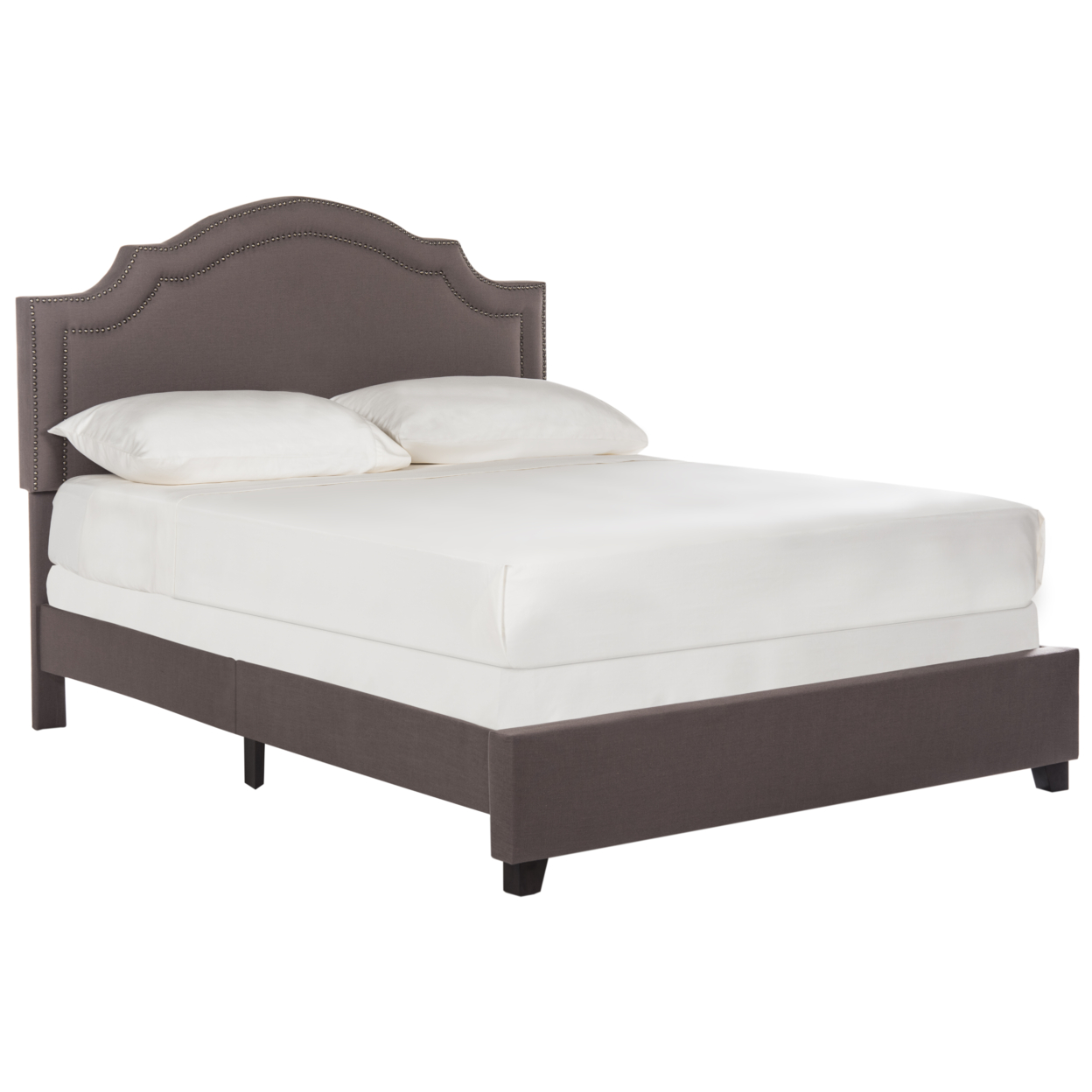 SAFAVIEH Theron Modern Elegant Upholstered Bed Frame with Nail Heads, Twin, Dark Taupe