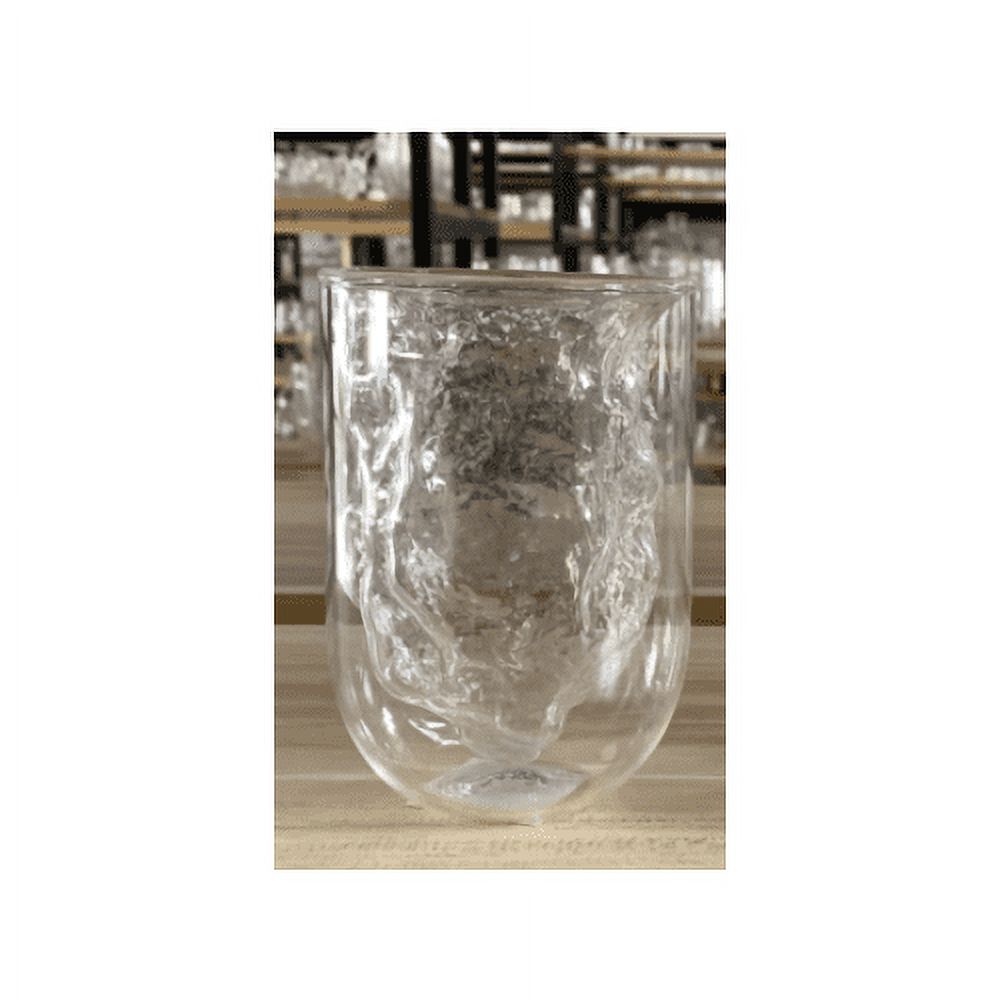 Elle Decor Insulated Tumbler, Set of 2, Double Wall Crushed Design, 8.5  oz Hiball Glasses