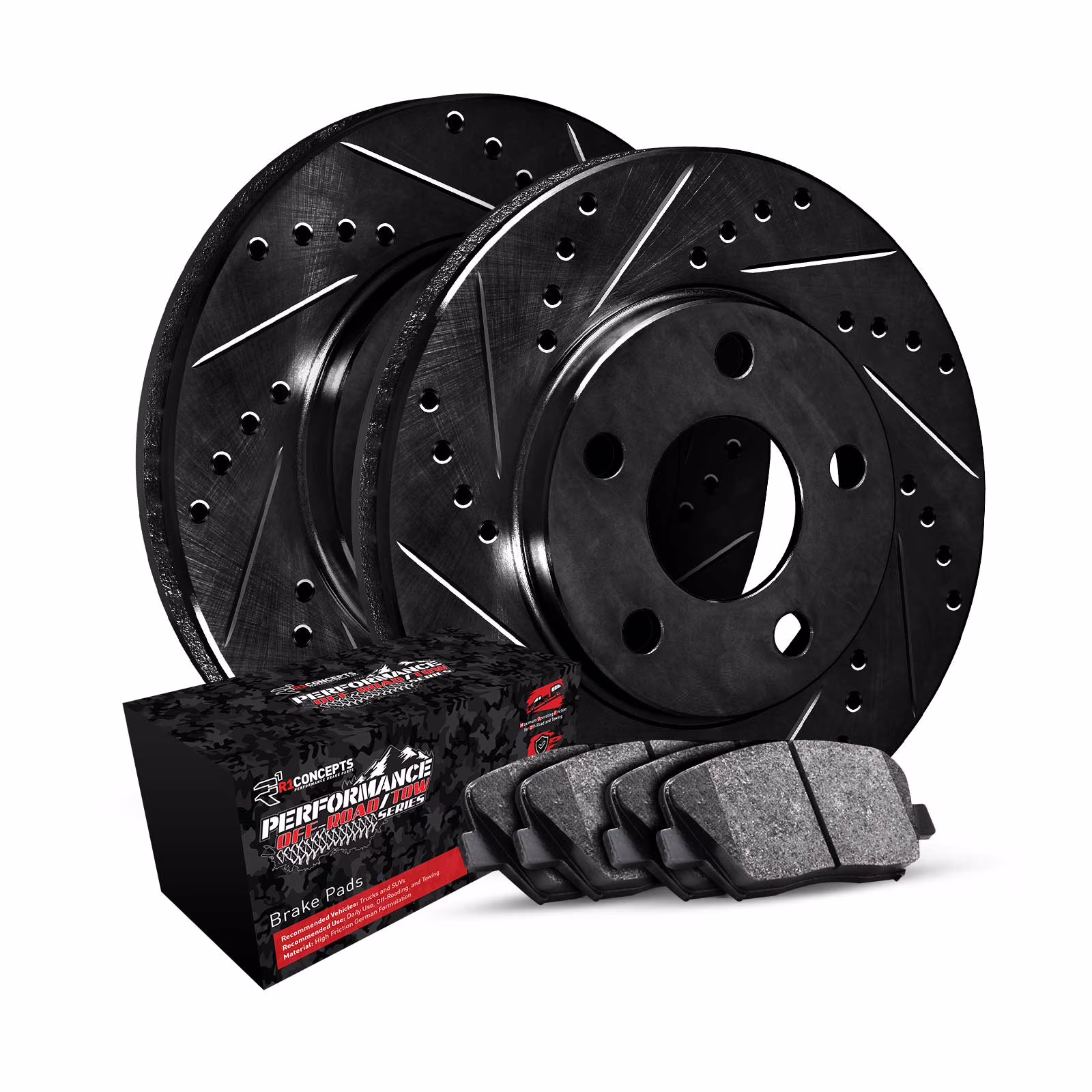 R1 Concepts Front Brakes and Rotors Kit |Front Brake Pads| Brake Rotors and Pads| Performance Off-Road Brake Pads and Rotors WHVN1-42021