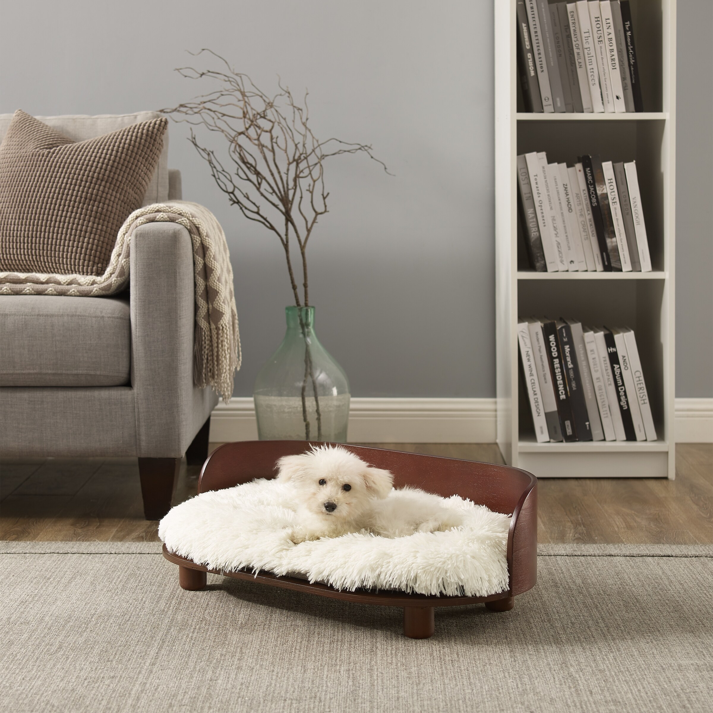 Sam's Pets Kuai Dog Bed Bent Wood Medium dark Brown Dark Brown