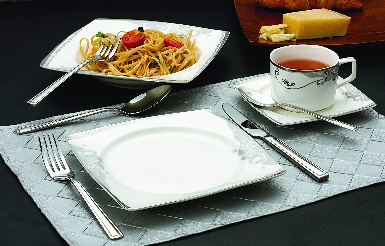 Lorren Home Trends 57 Piece Dinnerware Set-Bone China Service for 8-Belle
